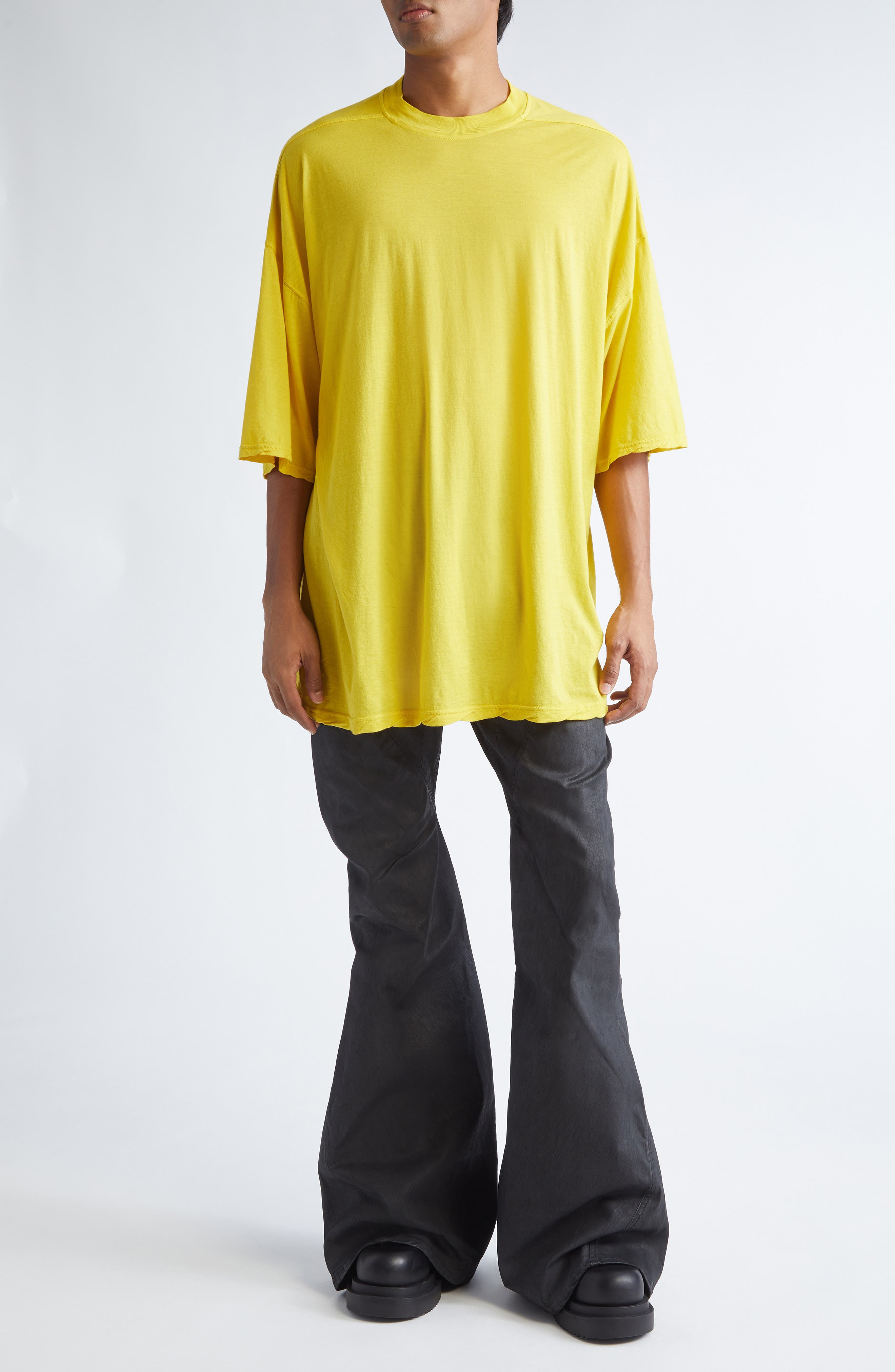 Rick Owens DRKSHDW Bias Waxed Bootcut Jeans in Black Wax at Nordstrom - 2