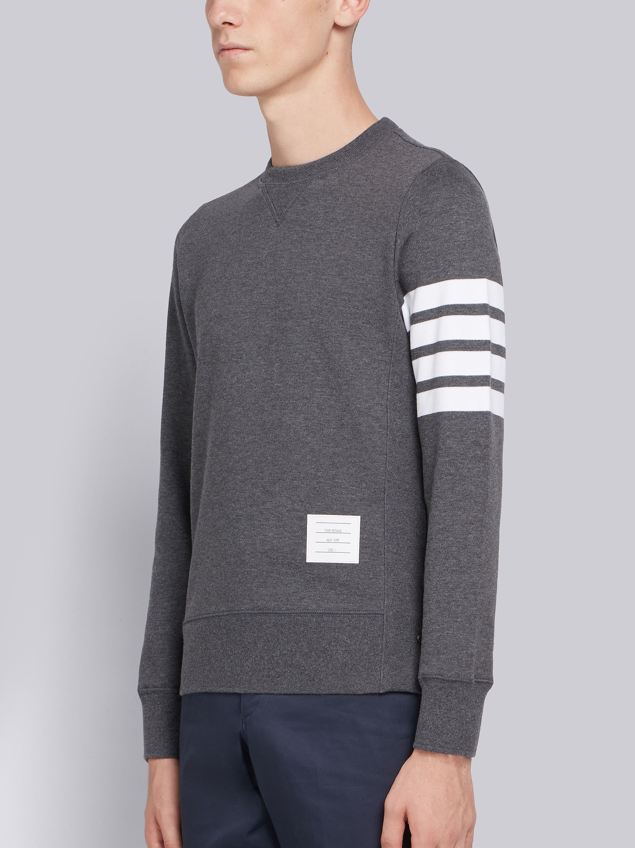 Dark Grey Loopback Jersey Knit 4-bar Crew Neck Sweatshirt - 2