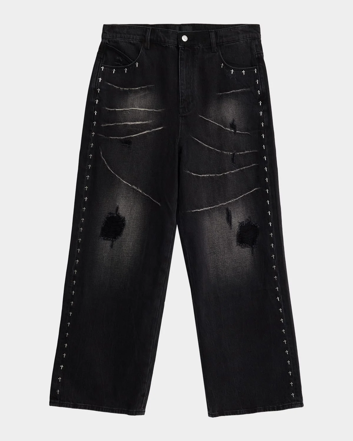 Men's Franco Lost Frequencies Distressed Wide-Leg Jeans - 1