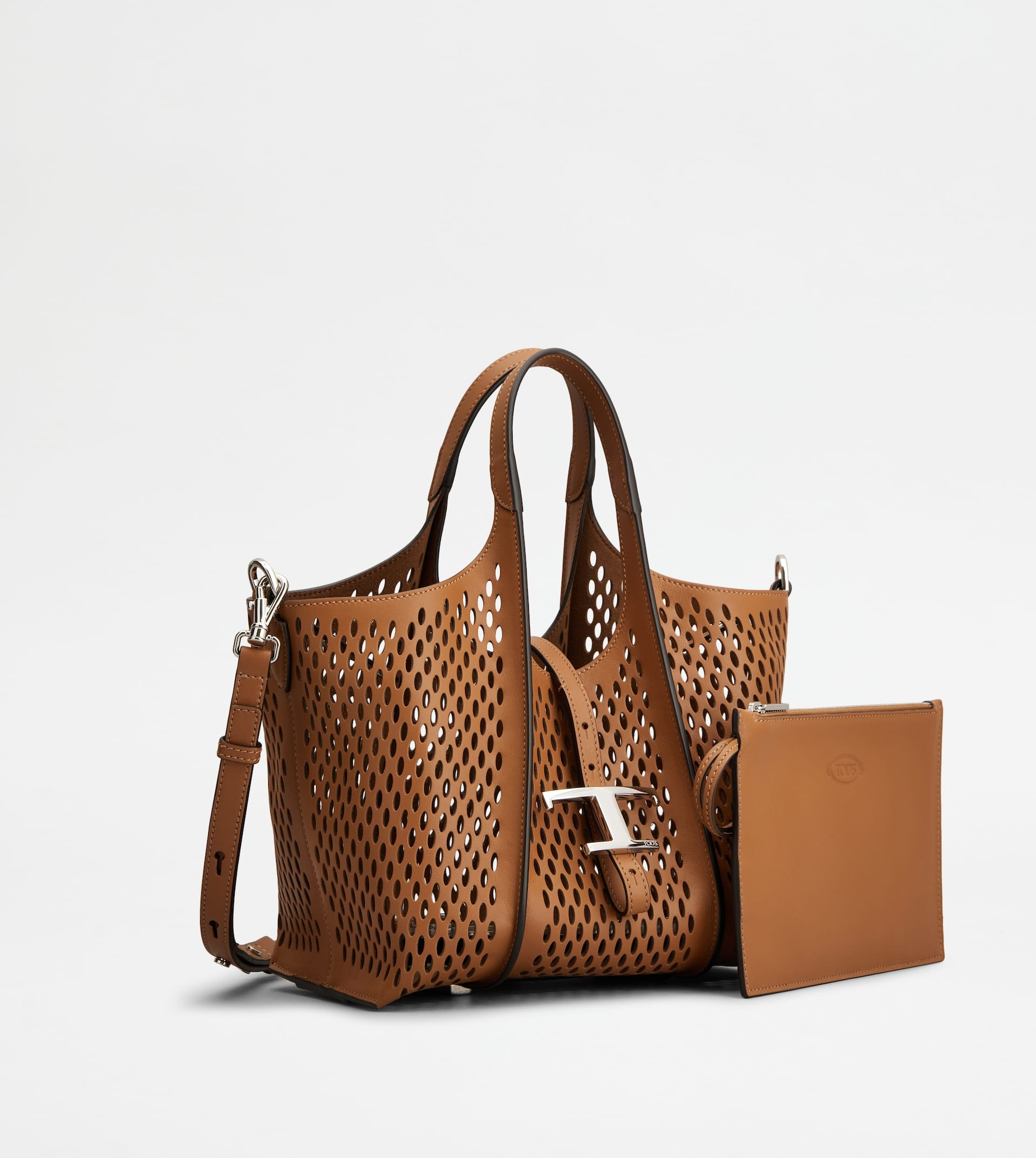 T TIMELESS SHOPPING BAG IN LEATHER MINI - BROWN - 2