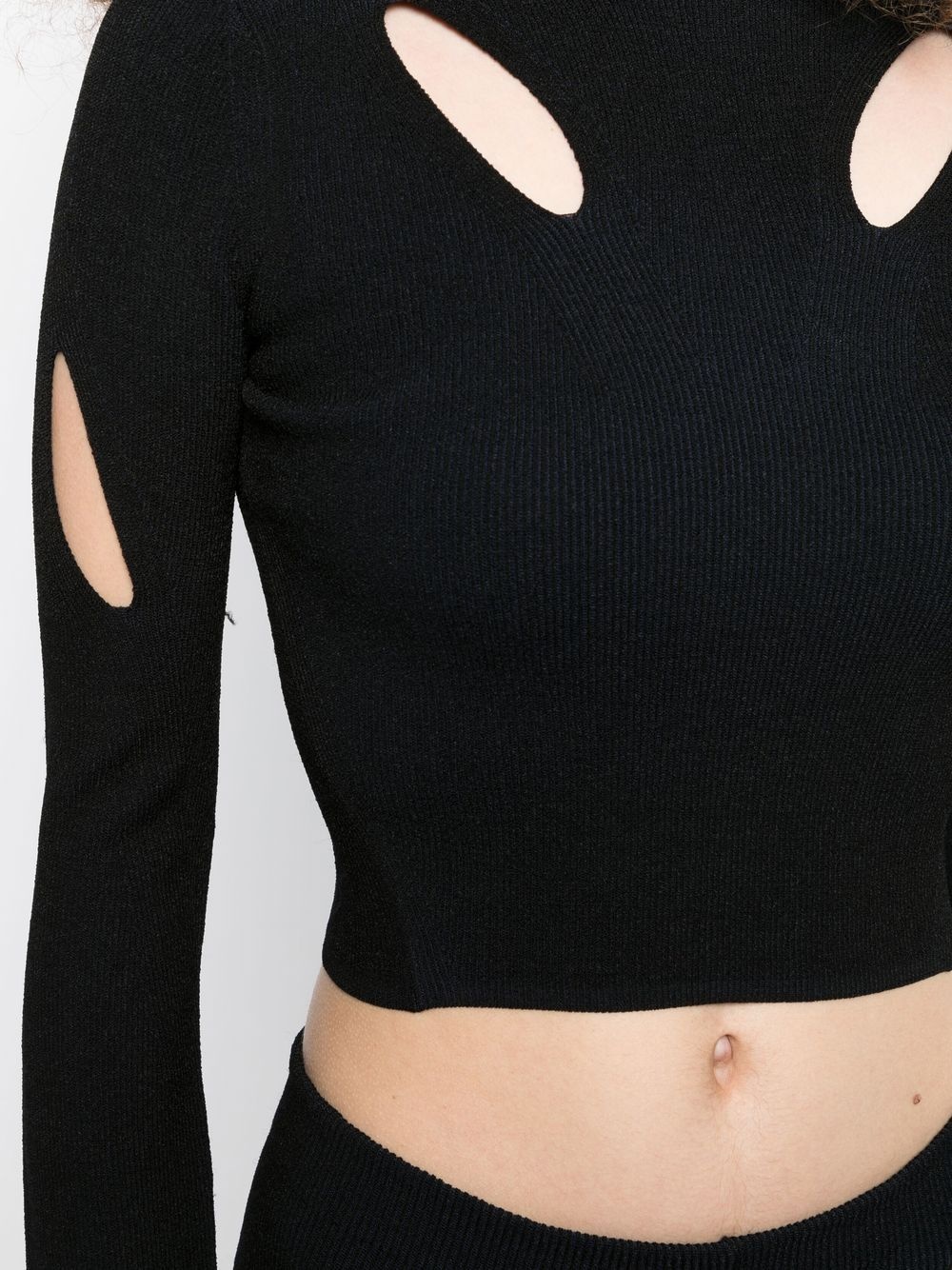 cut out-detail cropped knitted top - 6