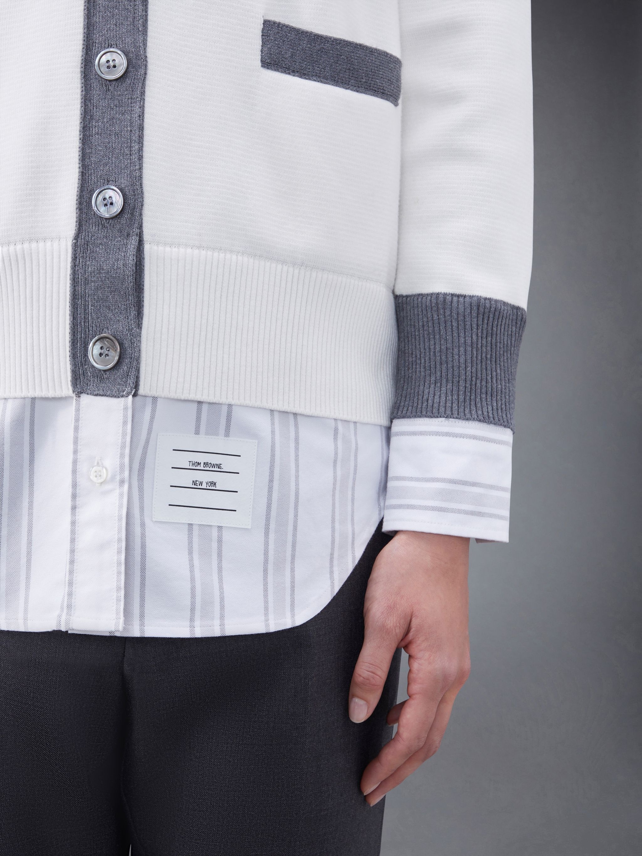 Cotton Milano and Oxford 4-Bar V-Neck Cardigan Shirt Combo - 7