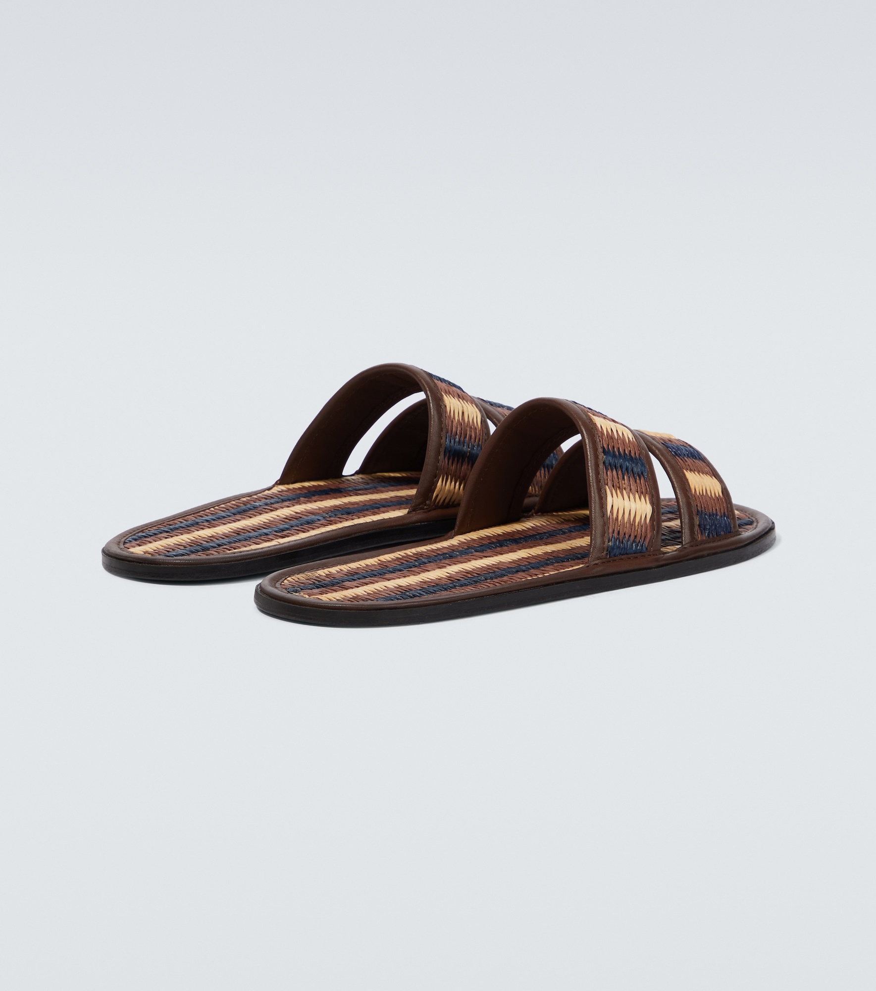 Duotone leather-trimmed slides - 6