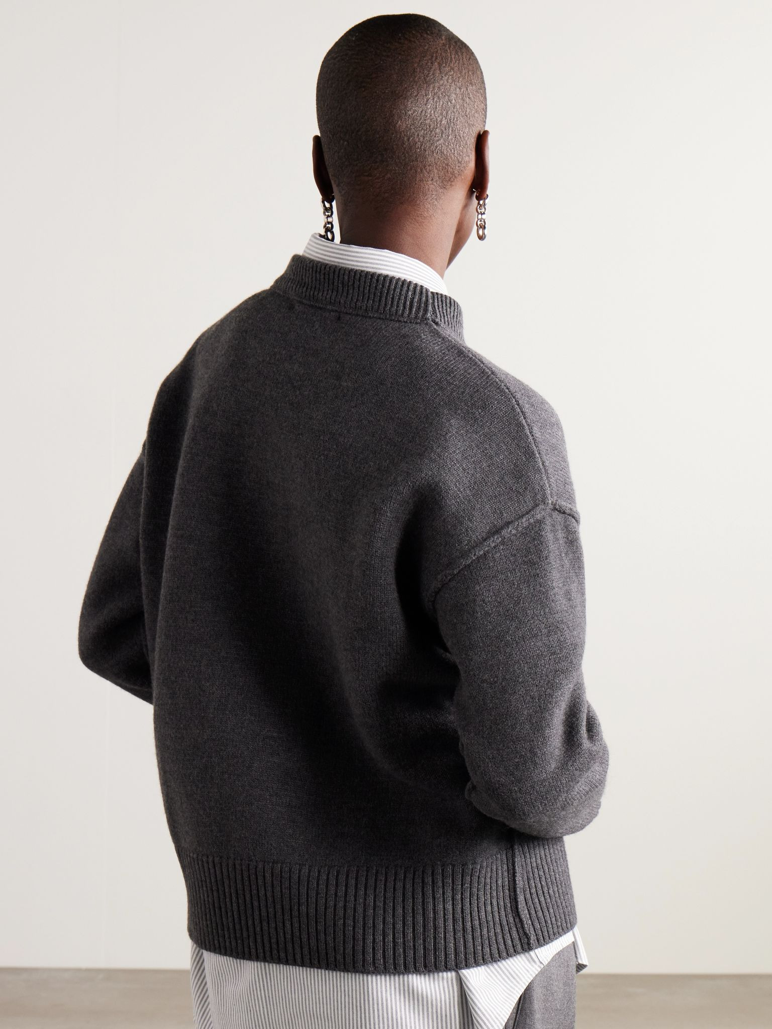 + NET SUSTAIN ADC intarsia wool sweater Gray - 3