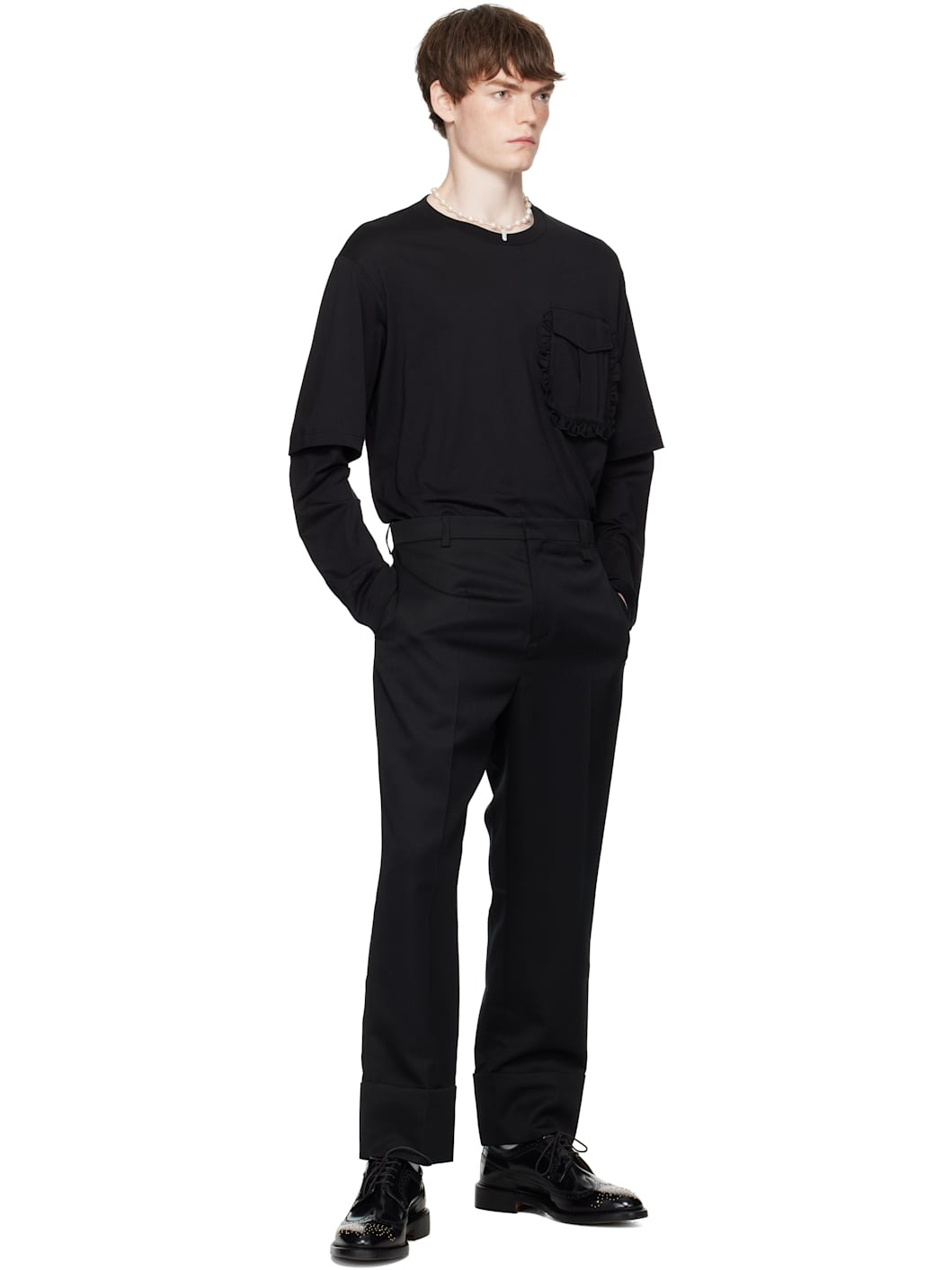 Black Cuffed Straight Leg Trousers - 4