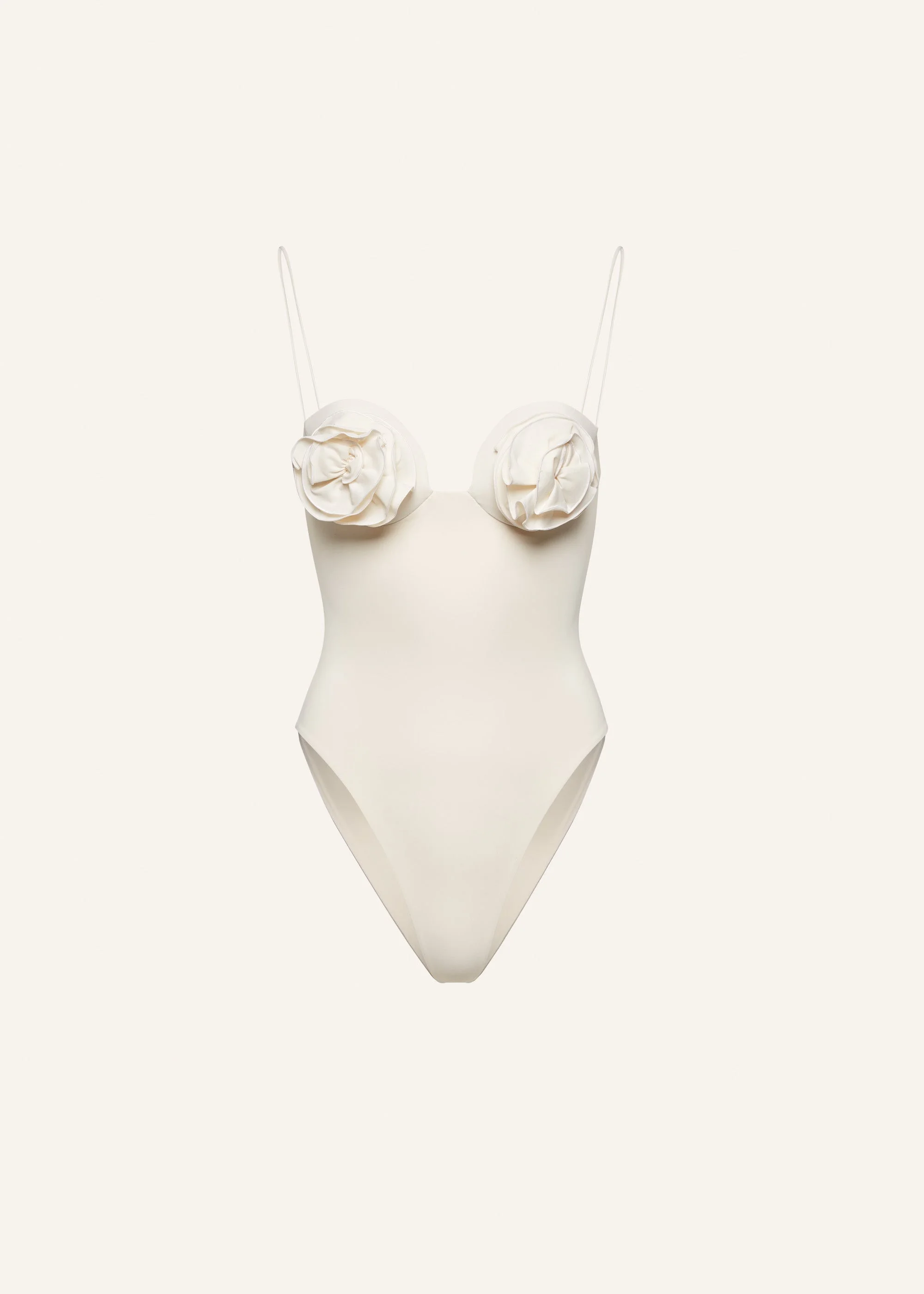 3D flower retro bustier swimsuit in cream - 1