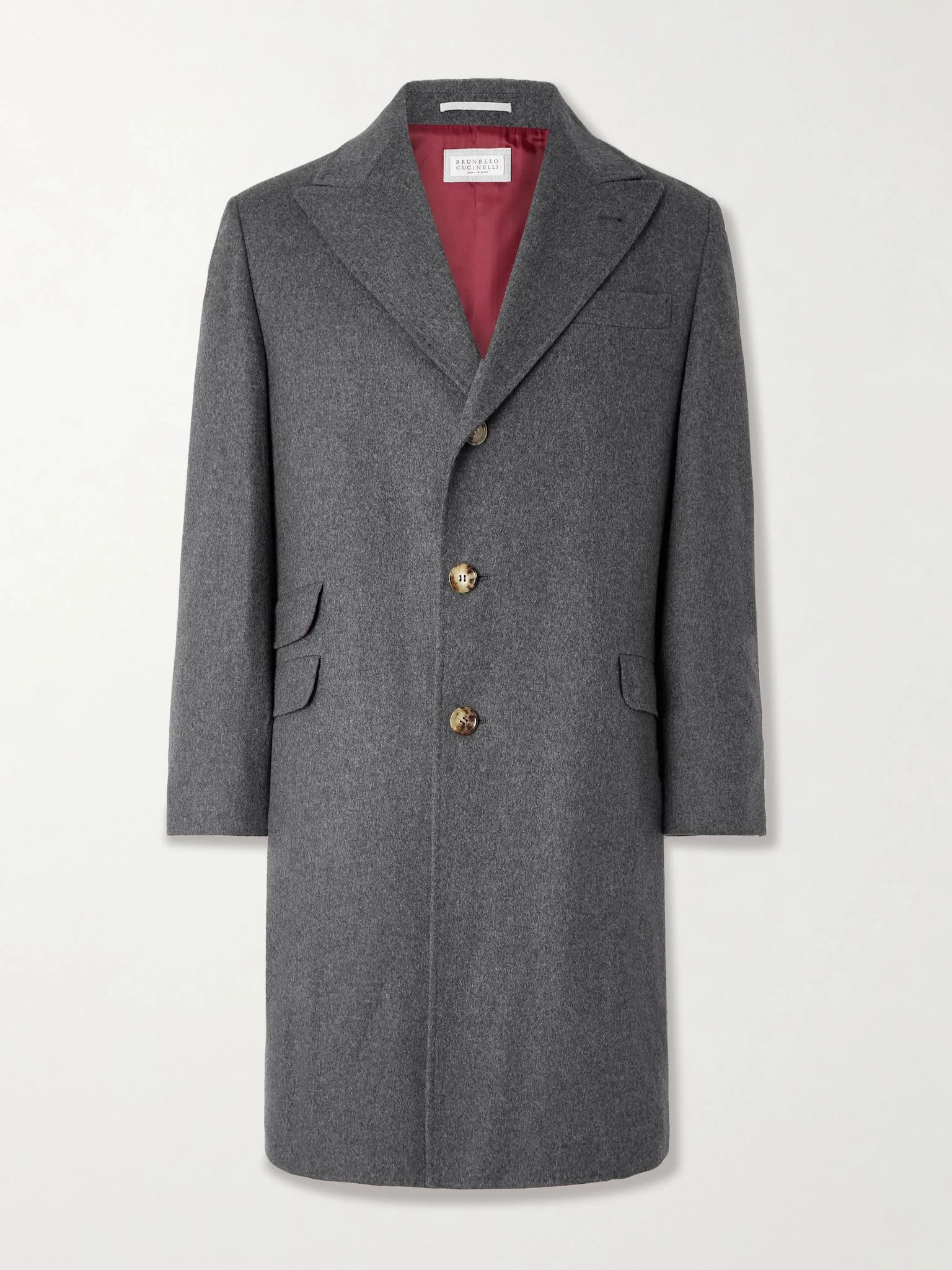 Wool and Cashmere-Blend Overcoat Gray - 1