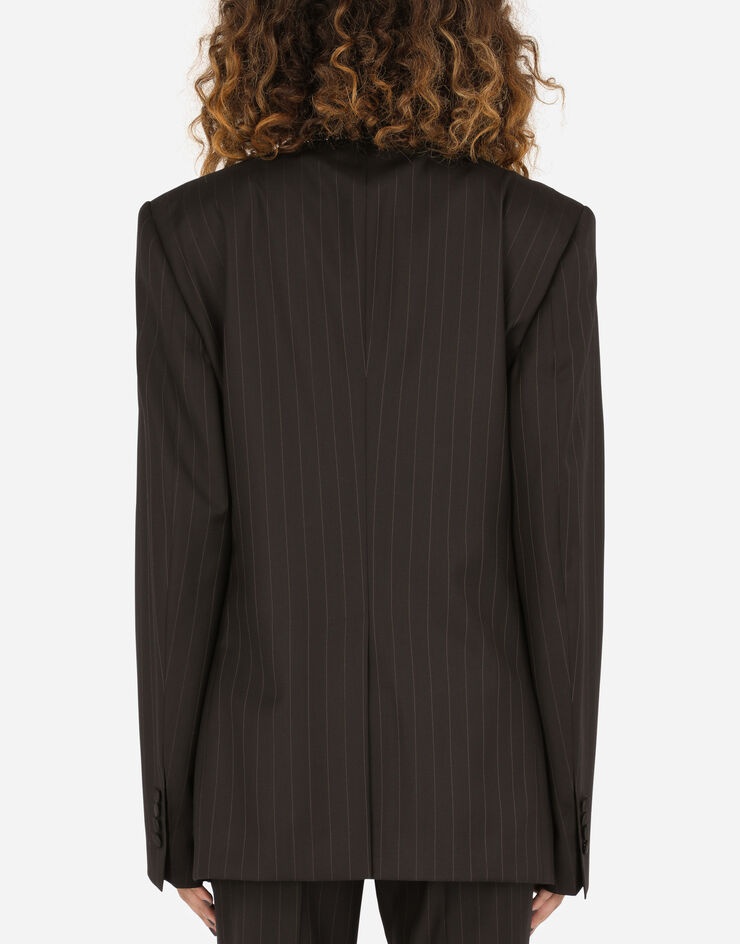 Single-breasted pinstripe jacket with embroidery - 2