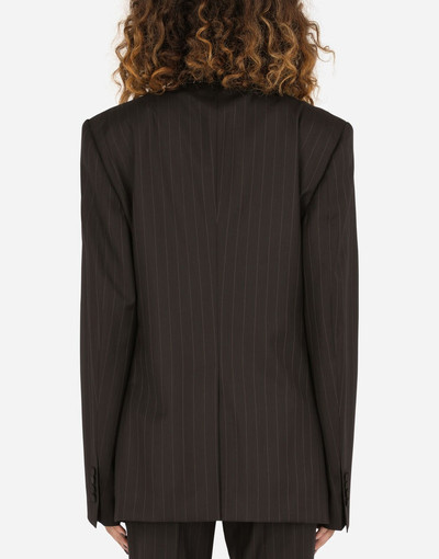 Dolce & Gabbana Single-breasted pinstripe jacket with embroidery outlook