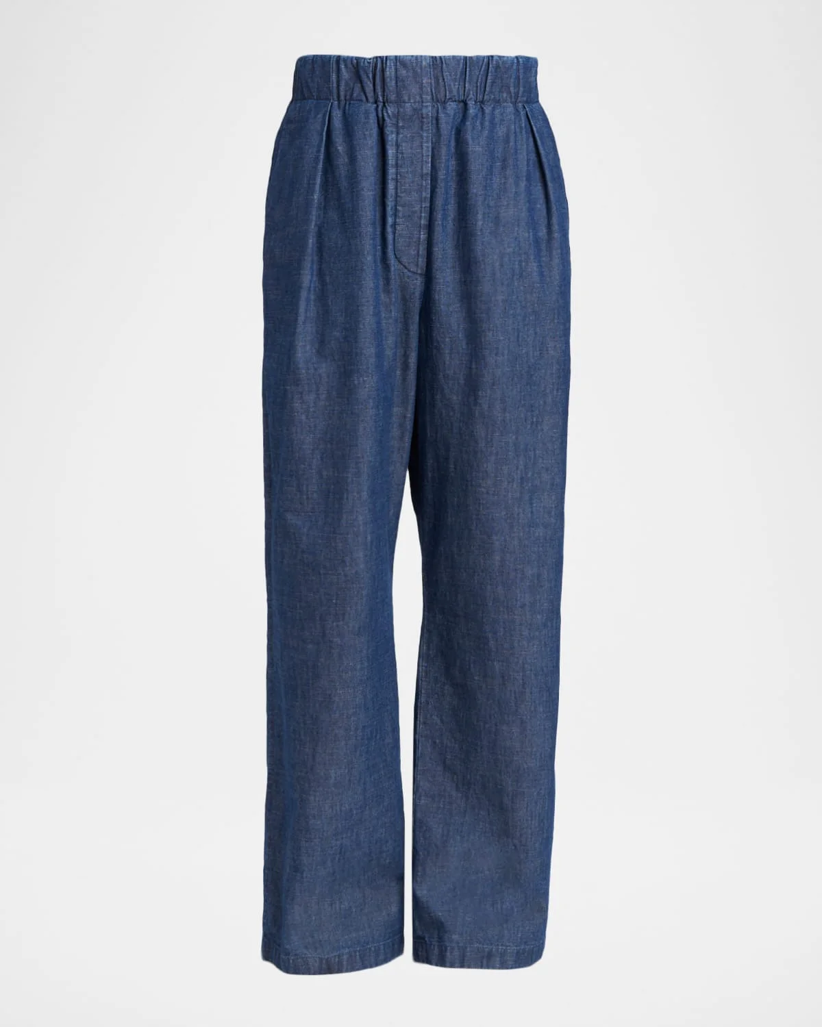 Chambray Straight-Leg Pull-On Trousers - 1