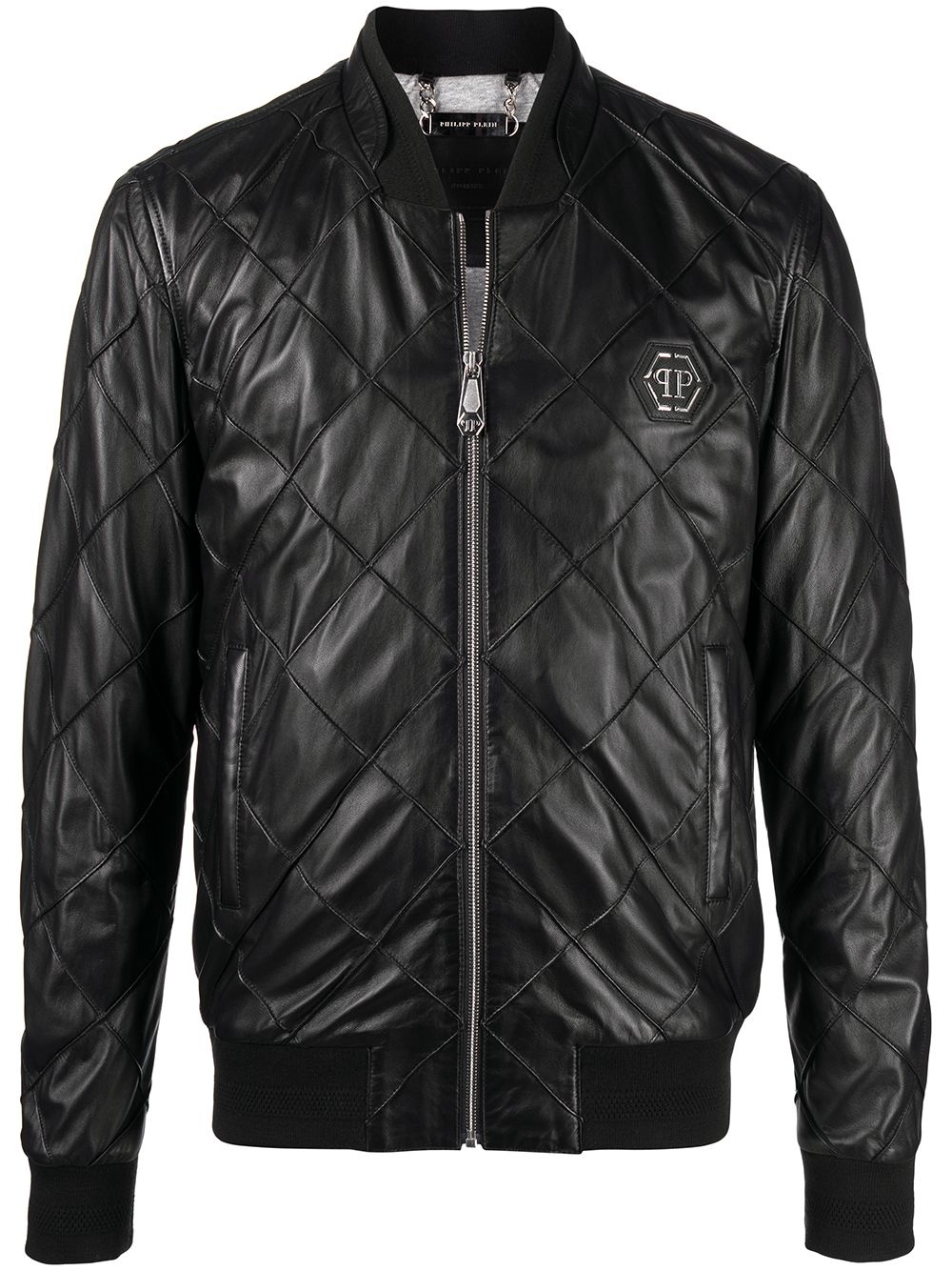 quilted leather bomber jacket - 1