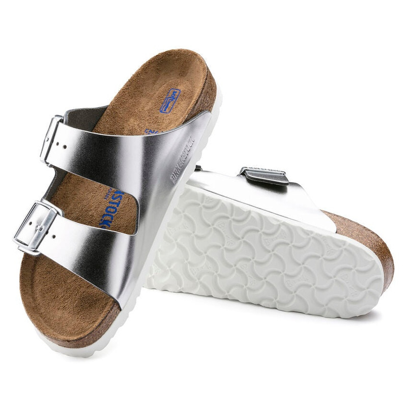Birkenstock Arizona Soft Footbed Narrow Fit Sandals 'Metallic Silver' 1005961 5