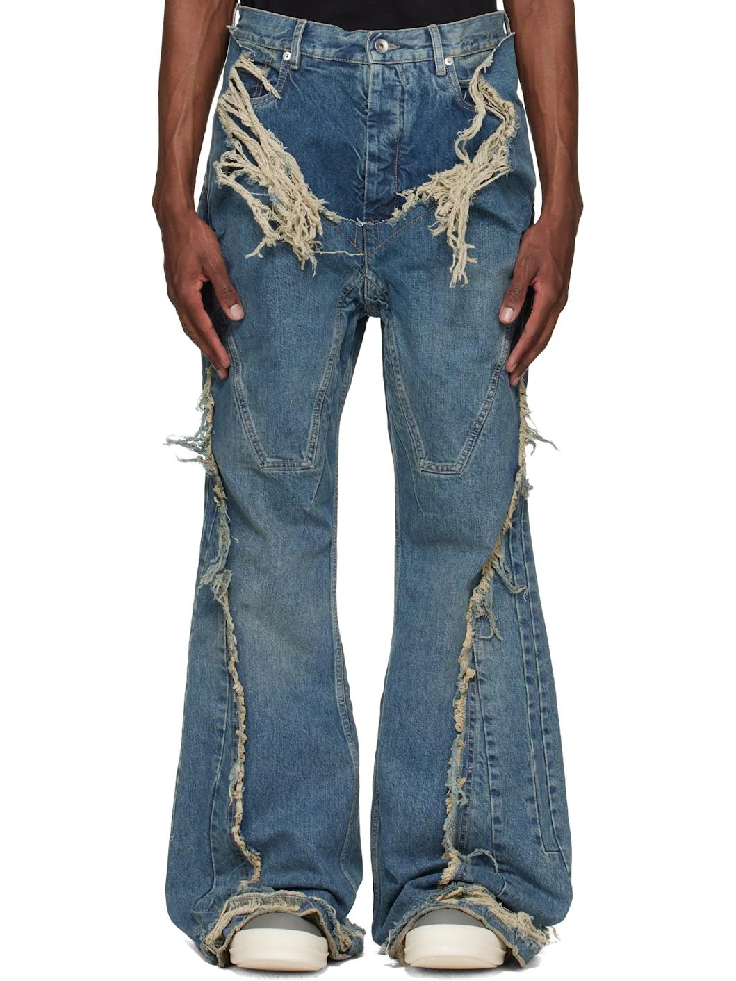 Blue Temple Slivered Bootcut Jeans - 1