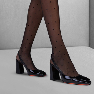 Santoni Women’s black patent leather high-heel slingback outlook