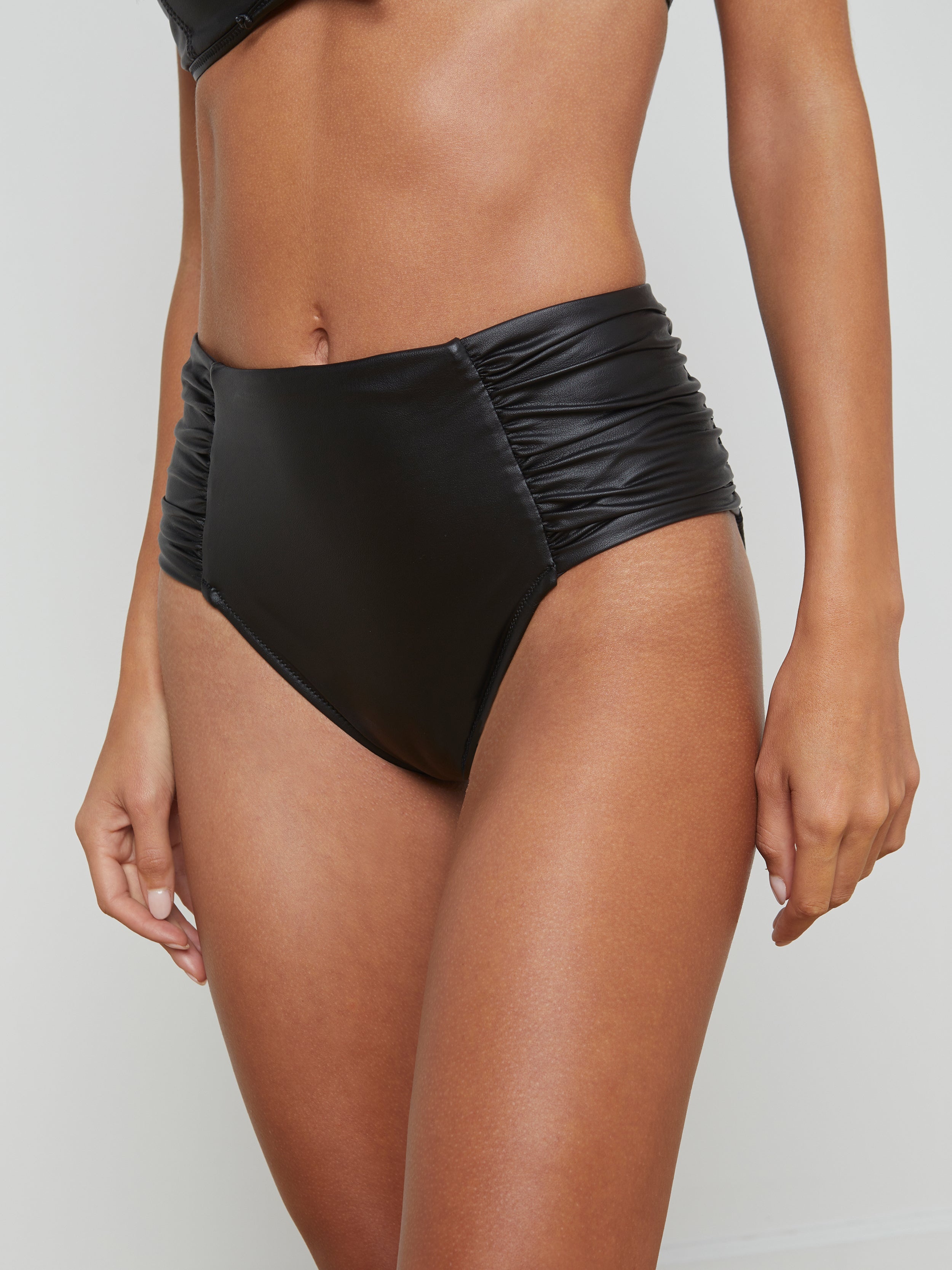 Vanessa Faux Leather Bikini Bottom - 3