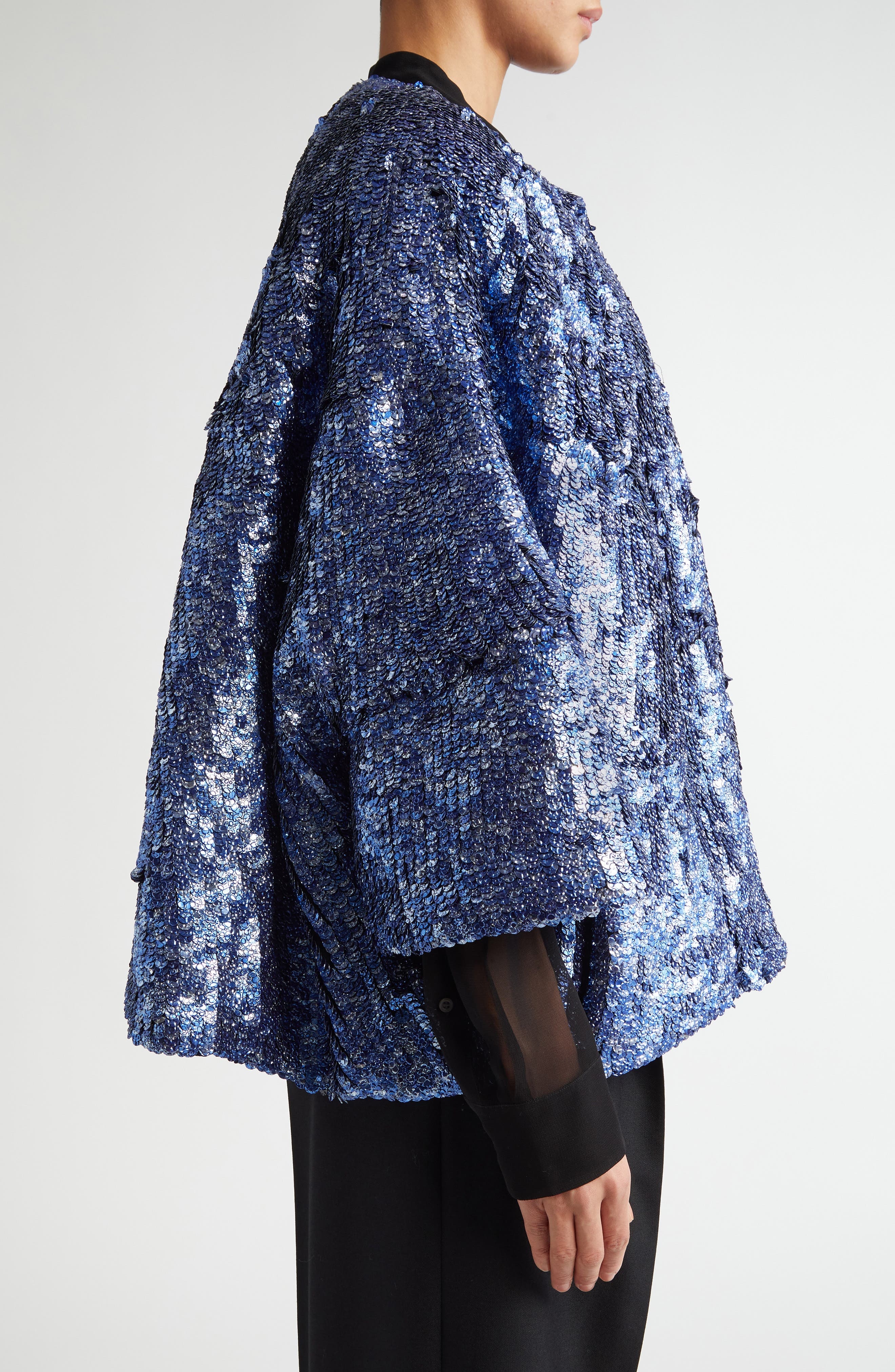 Dries Van Noten Embellished Cocoon Jacket in Blue at Nordstrom - 4