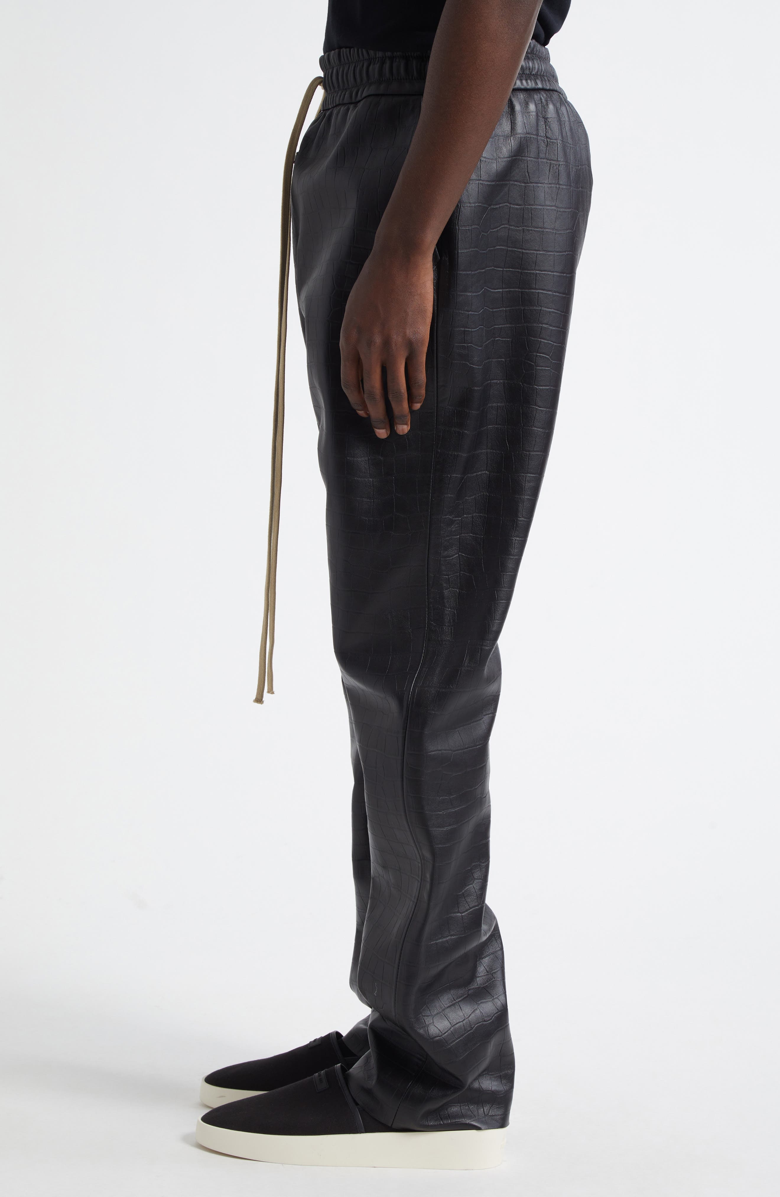 Fear of God Croc Embossed Leather Forum Pants in Black at Nordstrom - 3
