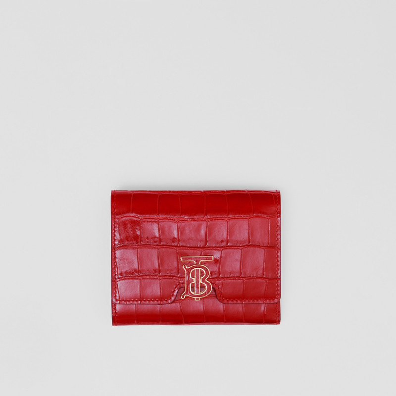 Embossed Leather TB Compact Wallet 1