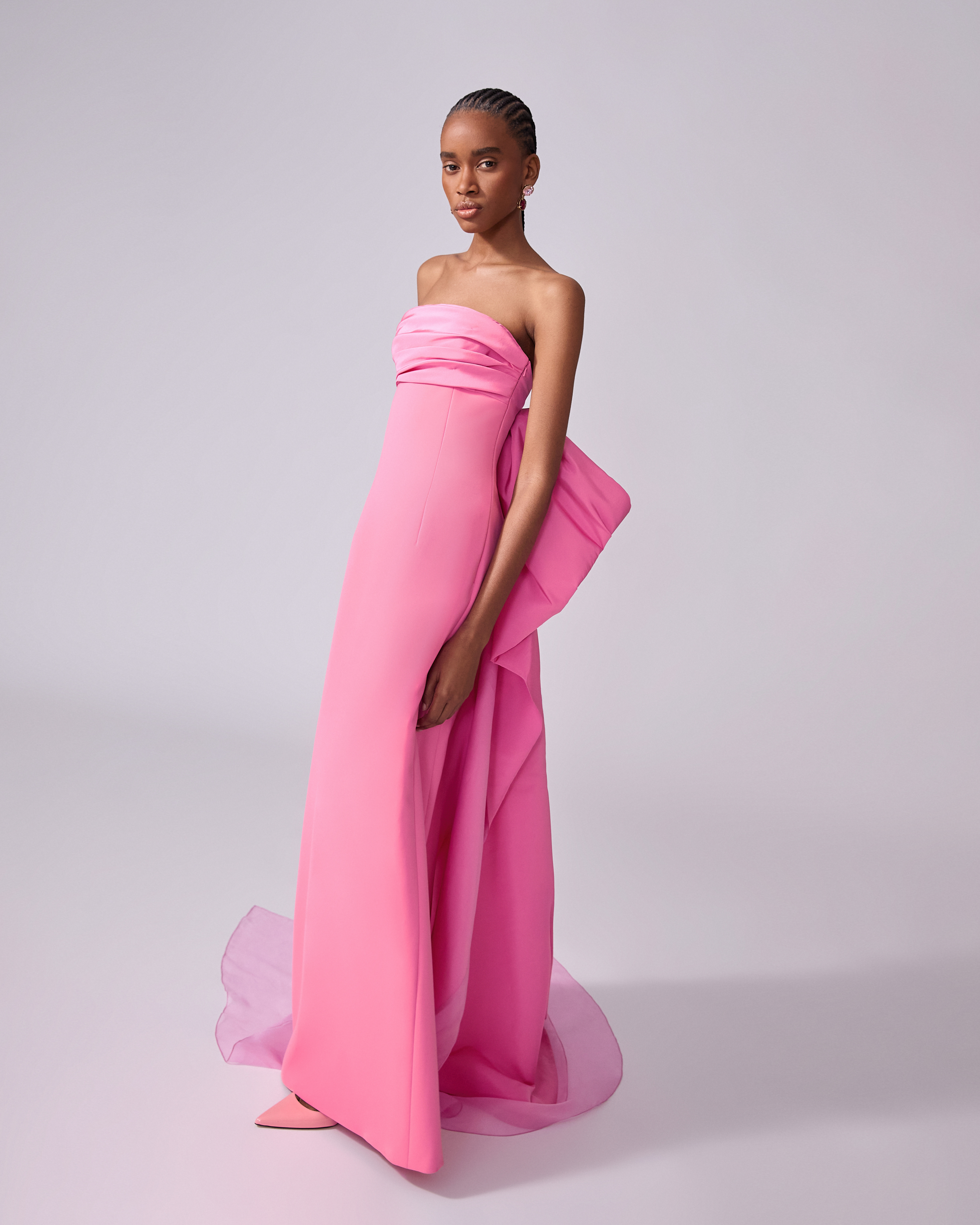 Column Gown with Bow Train - 4