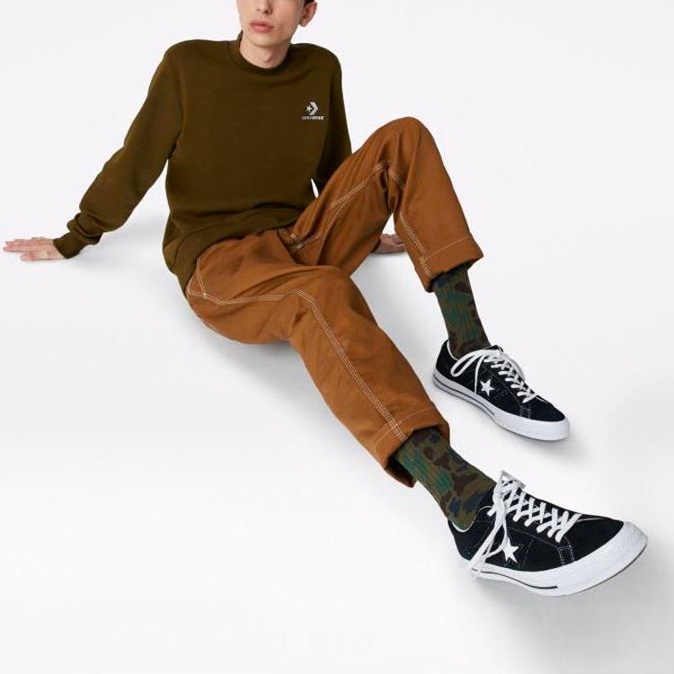 Converse Star Chevron EMB Crew Sweatshirt 'Olive Green' 10008816-A17 - 3