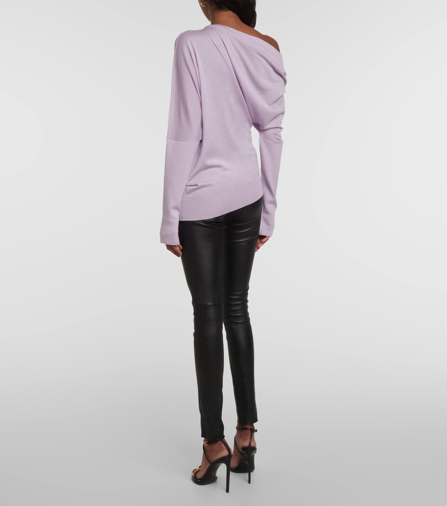 Off-shoulder cashmere and silk sweater - 3