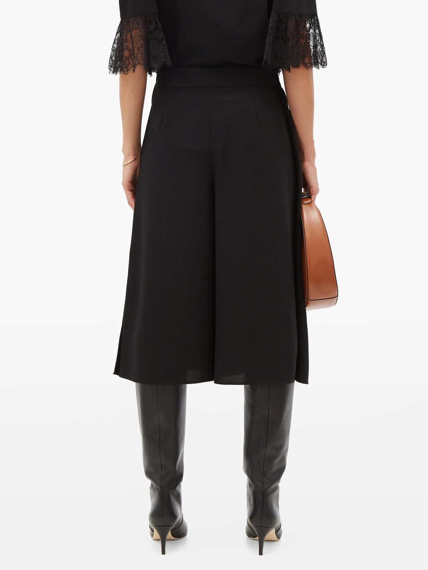 High-rise belted crepe culottes - 5