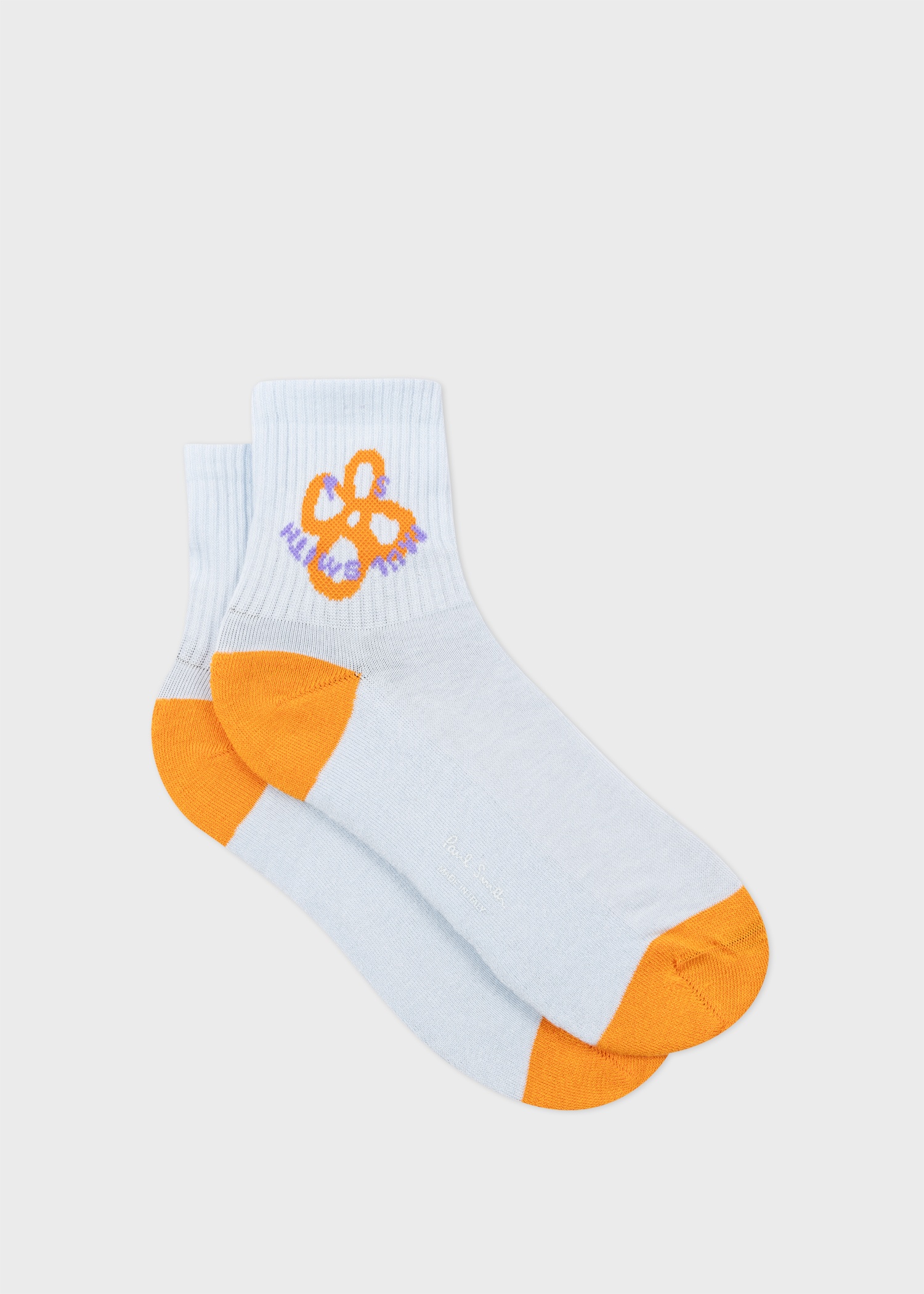 Women's Blue 'Happy' Flower Socks - 1