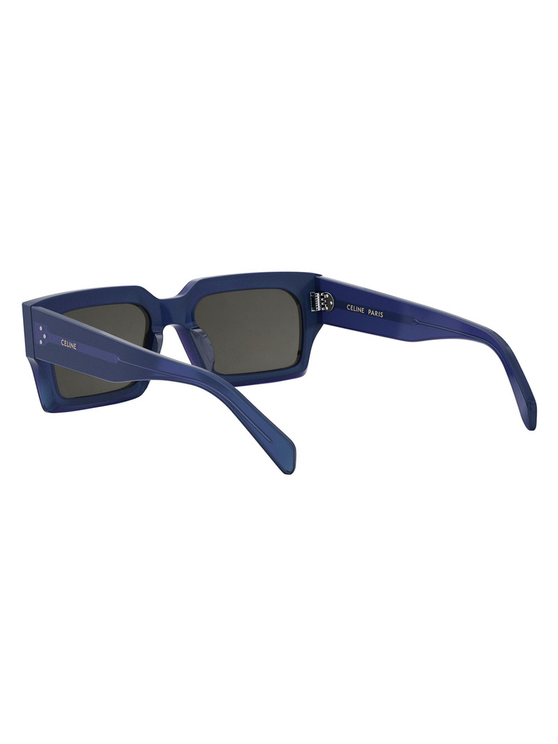 Men's Bold 3 Dots 54MM Rectangular Sunglasses - Shiny Blue 4