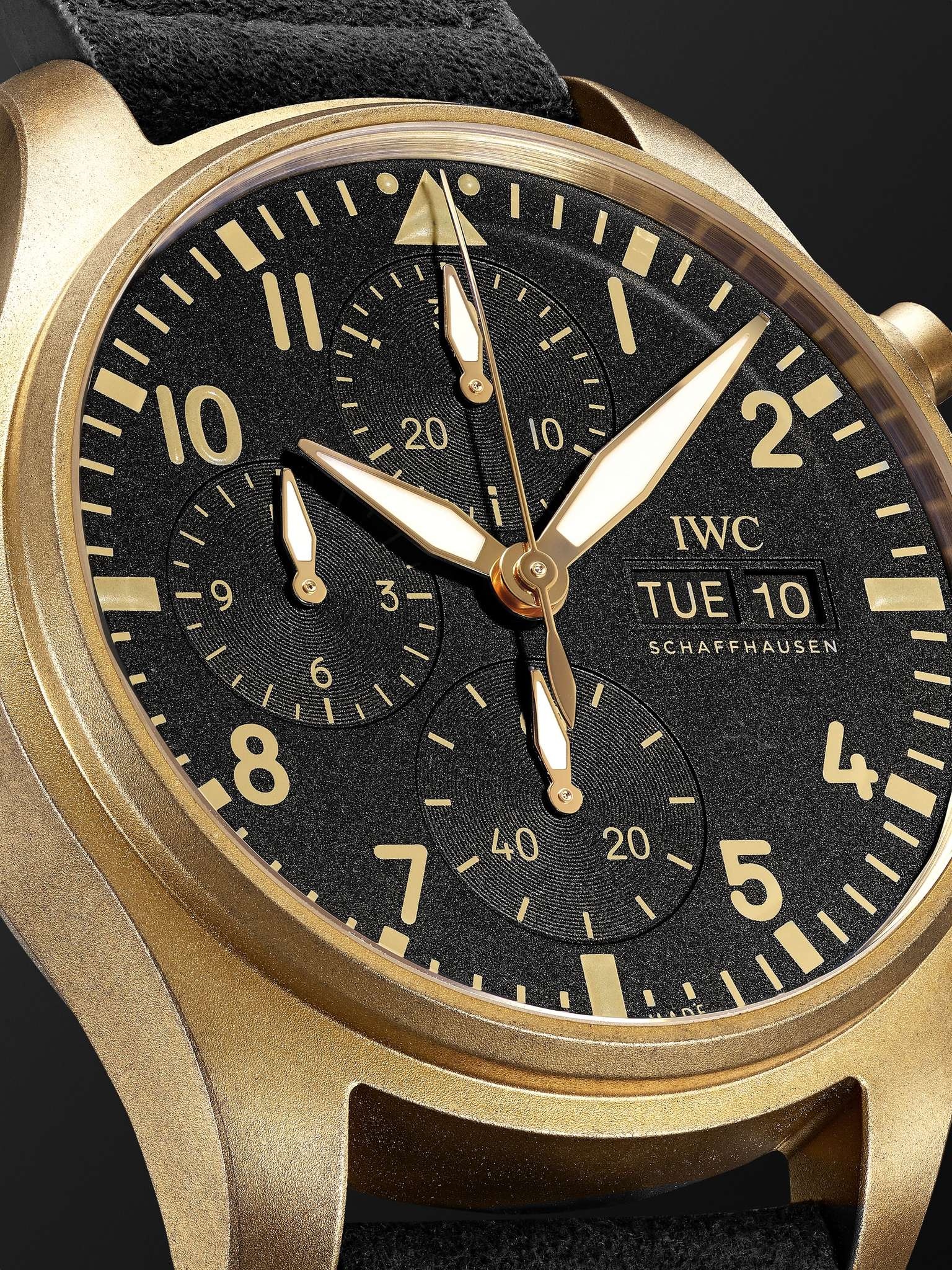 10 Years of MR PORTER Limited Edition Pilot Automatic Chronograph 41.1mm Bronze and Faux Suede Watch - 6