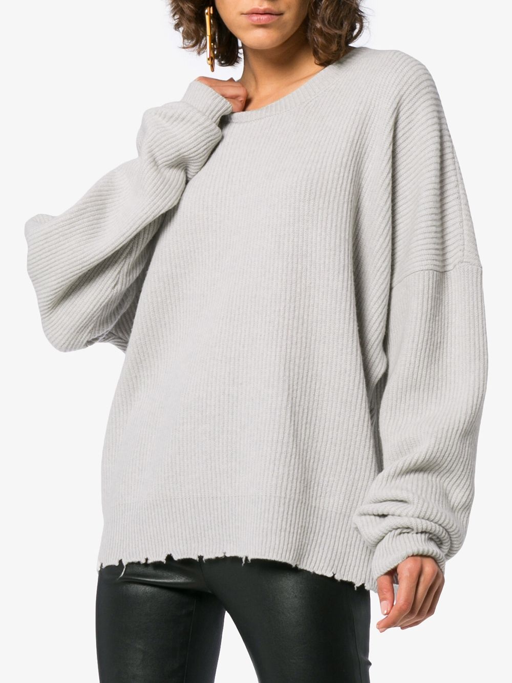 long sleeve wool blend sweater - 3