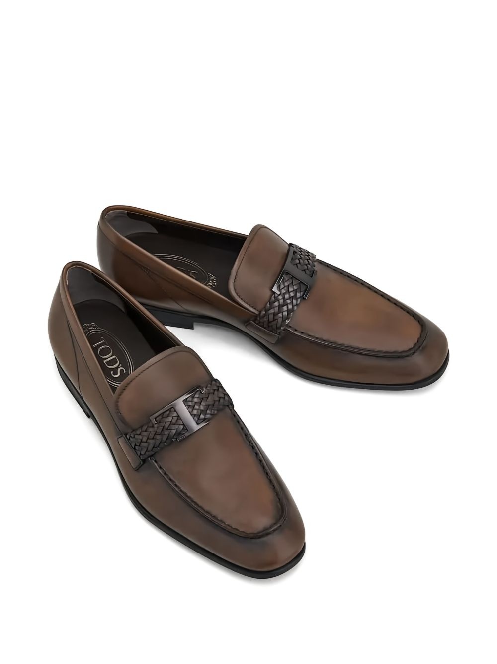 braided-buckle T-logo loafers - 2