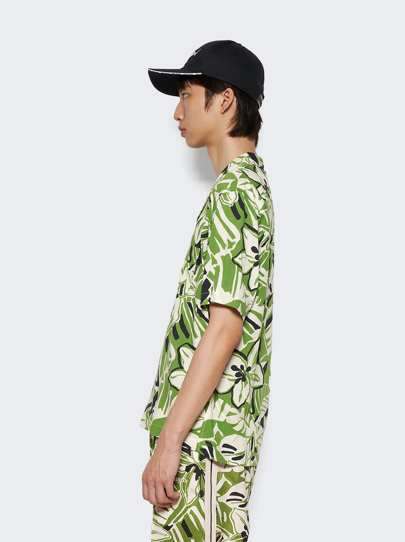 Macro Hibiscus Bowling Shirt Green 4