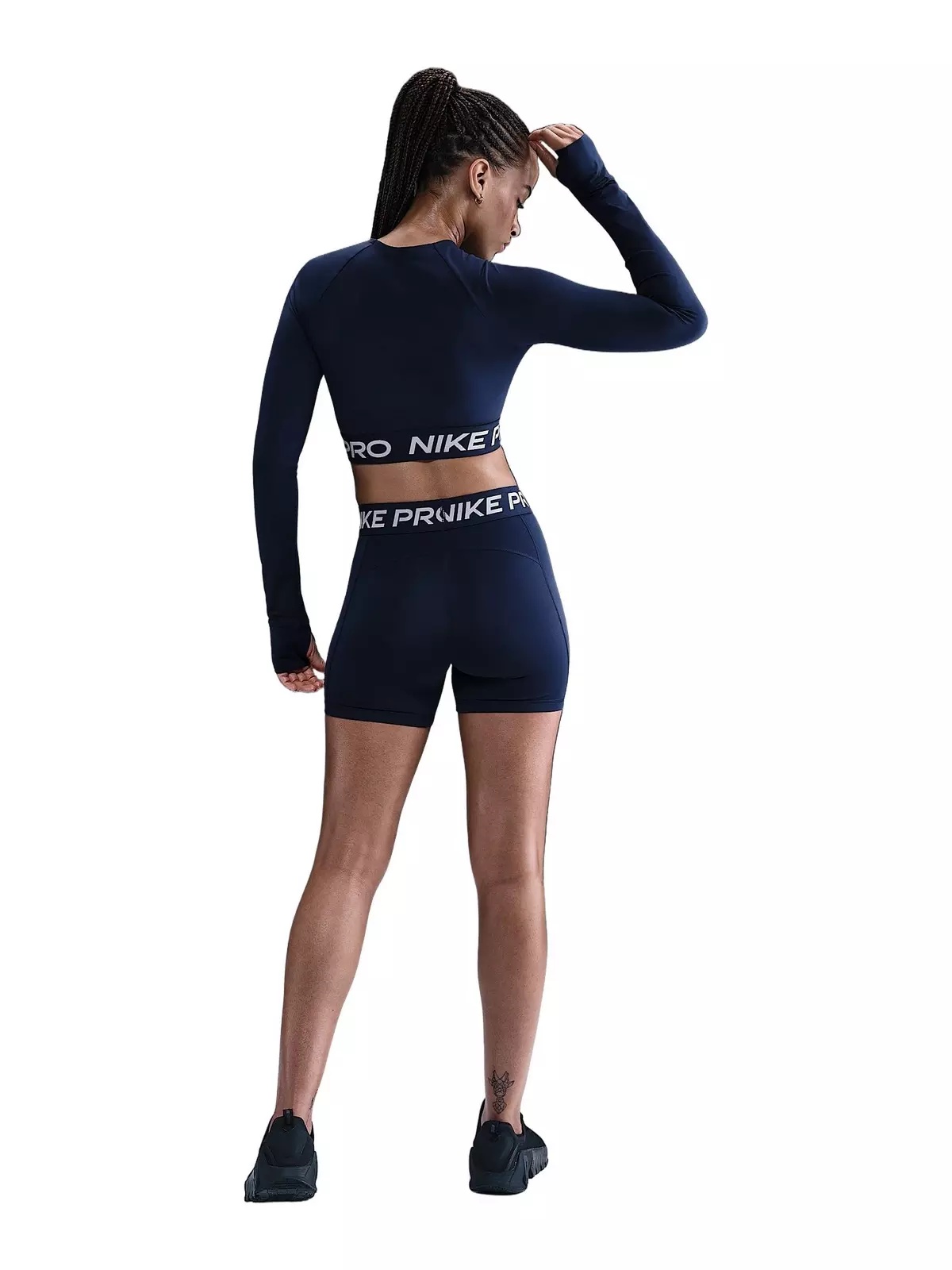Women's Pro Dri-FIT Cropped Long-Sleeve Top -Navy - 5