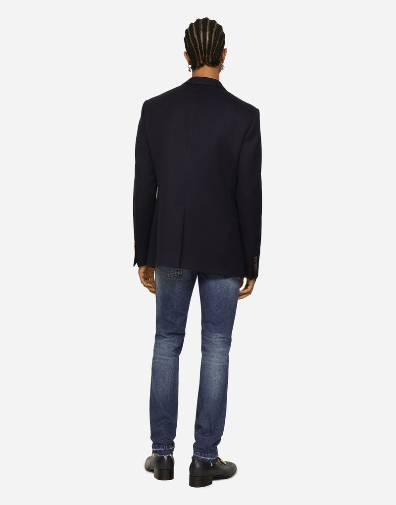 Single-breasted stretch wool tricotine jacket 3