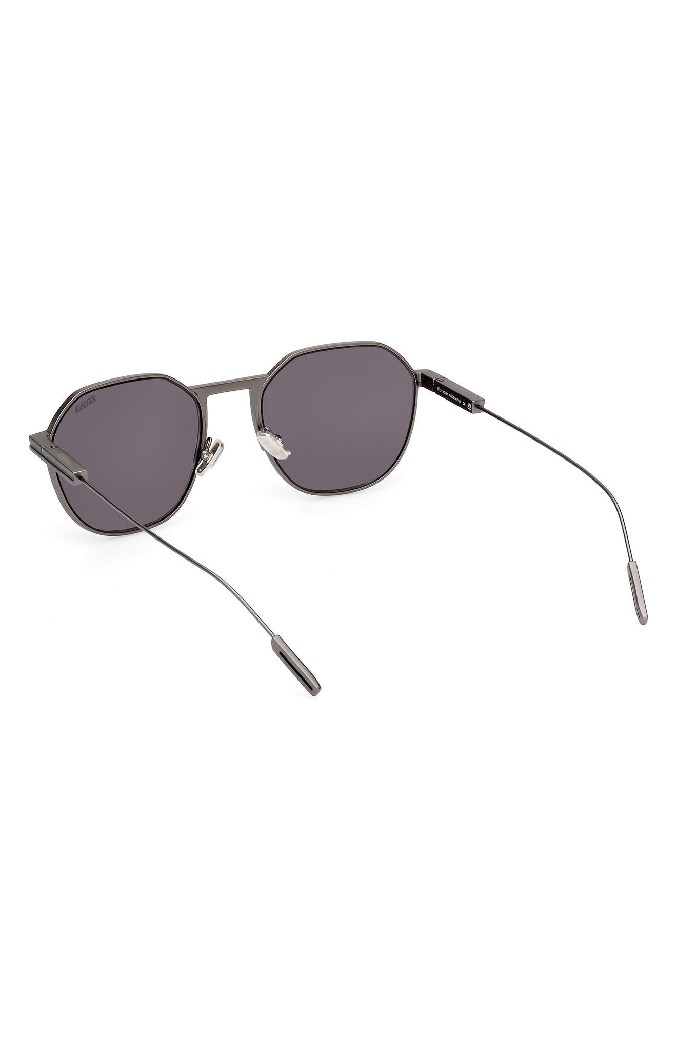 ZEGNA 55mm Round Sunglasses in Brushed Gunmetal at Nordstrom - 4