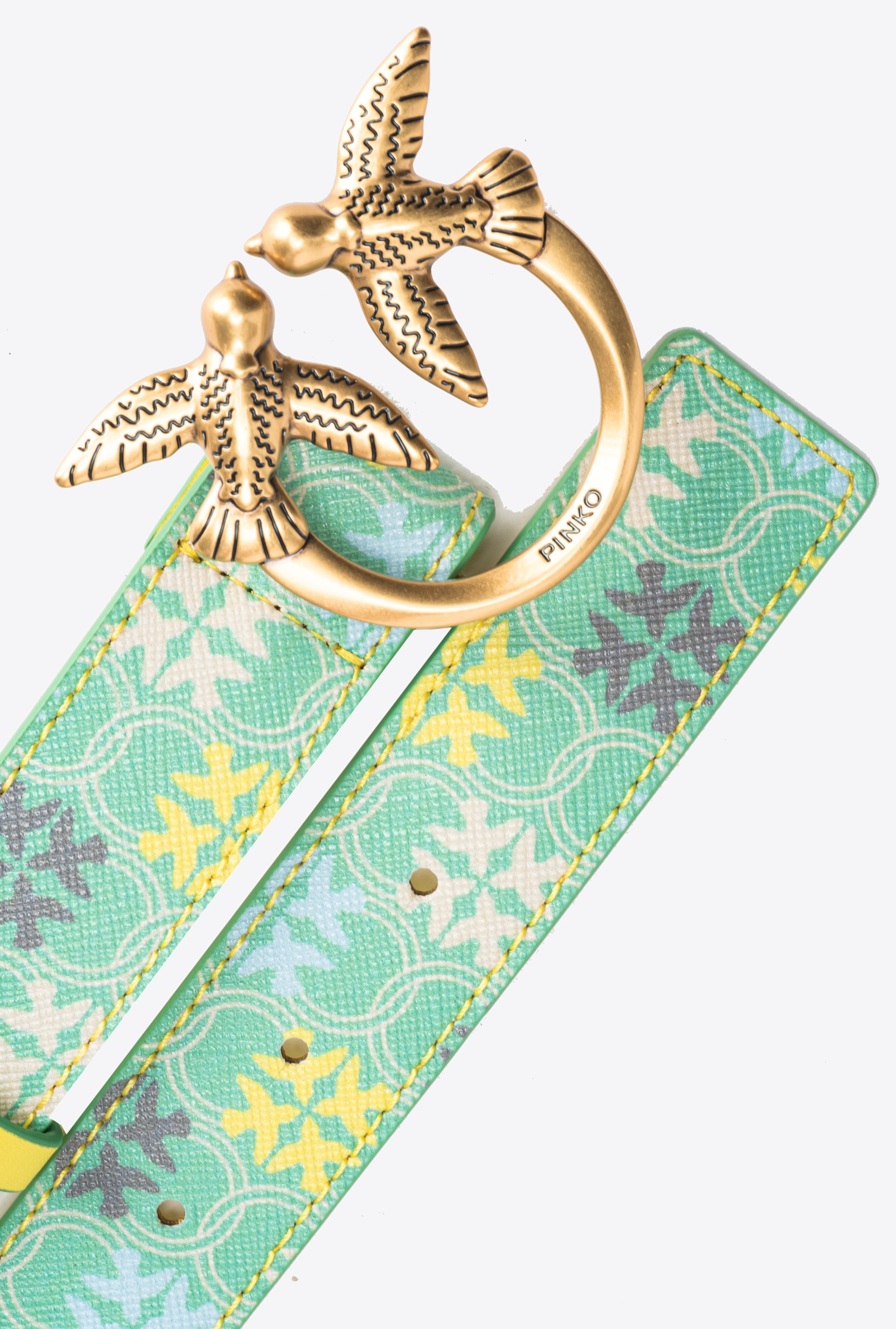 3CM LOGO-PRINT BELT WITH LOVE BIRDS BUCKLE - 4