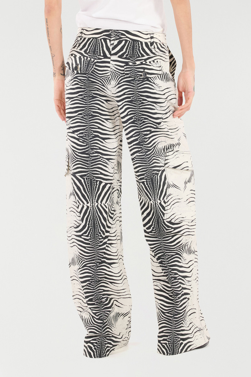 Stretch Cotton Pants With White Tigress Print 4