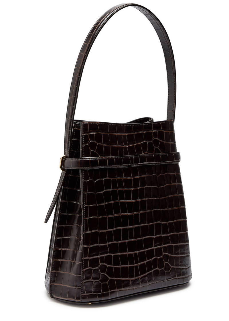 TOTEME Toteme Belted Crocodile-effect Leather Bucket bag outlook