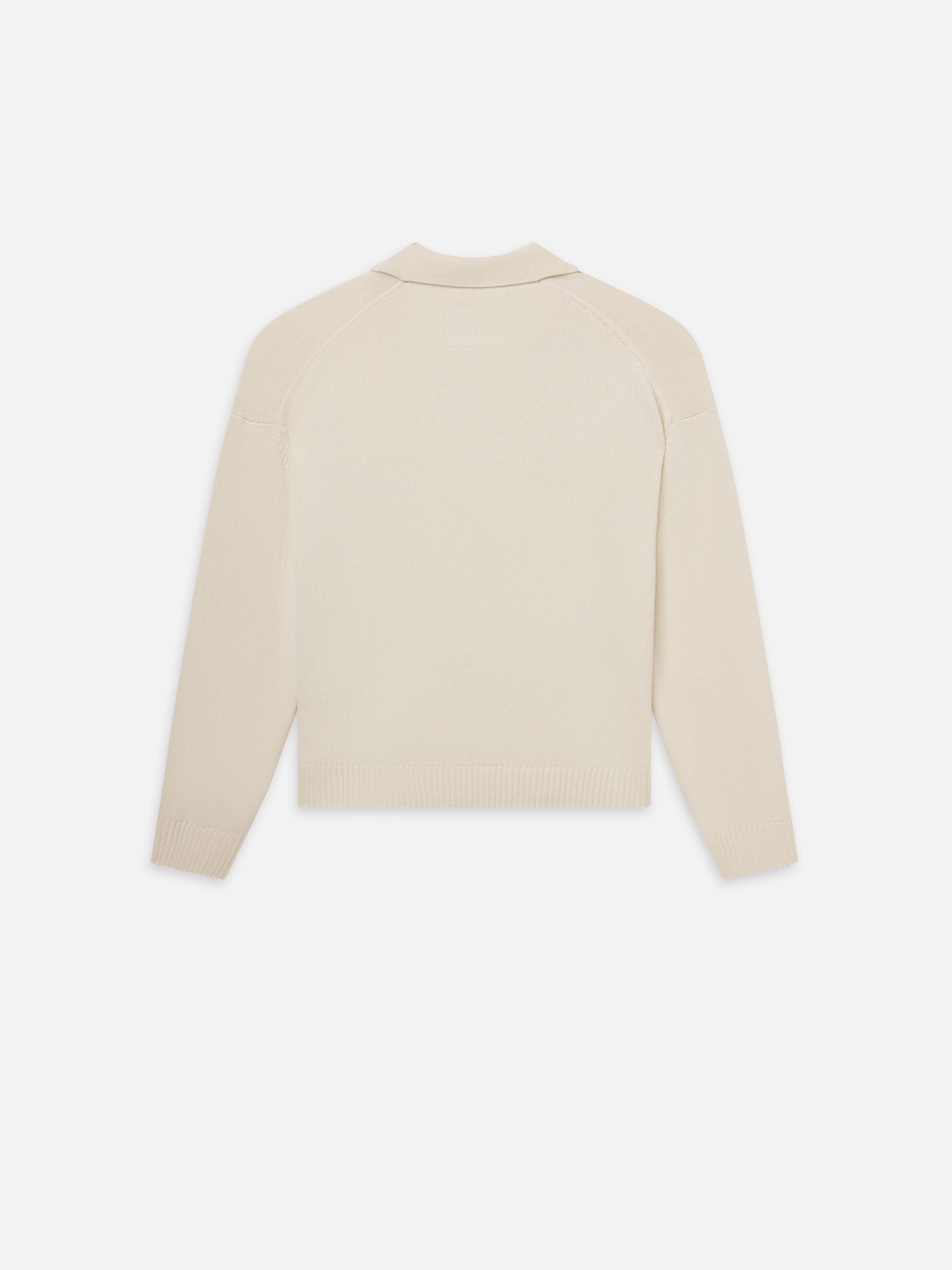 Silk Blend Polo Sweater in Off White - 4