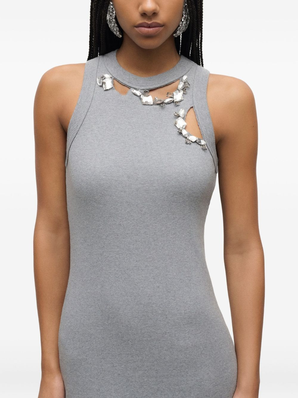 crystal-embellished ribbed midi dress - 4