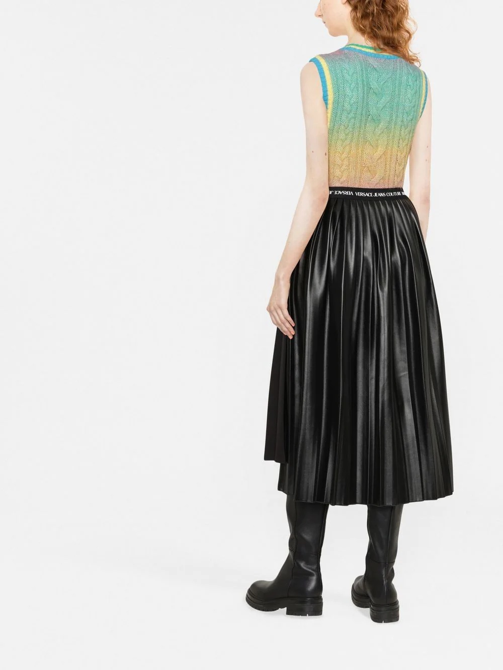 pleated asymmetric skirt - 3