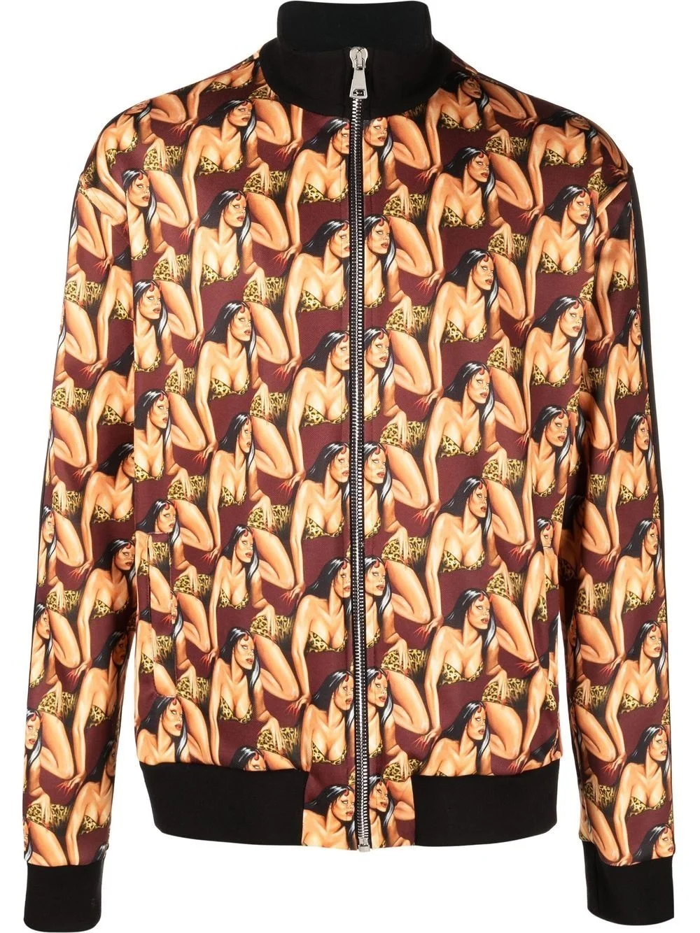 zip-through graphic-print sweatshirt - 1