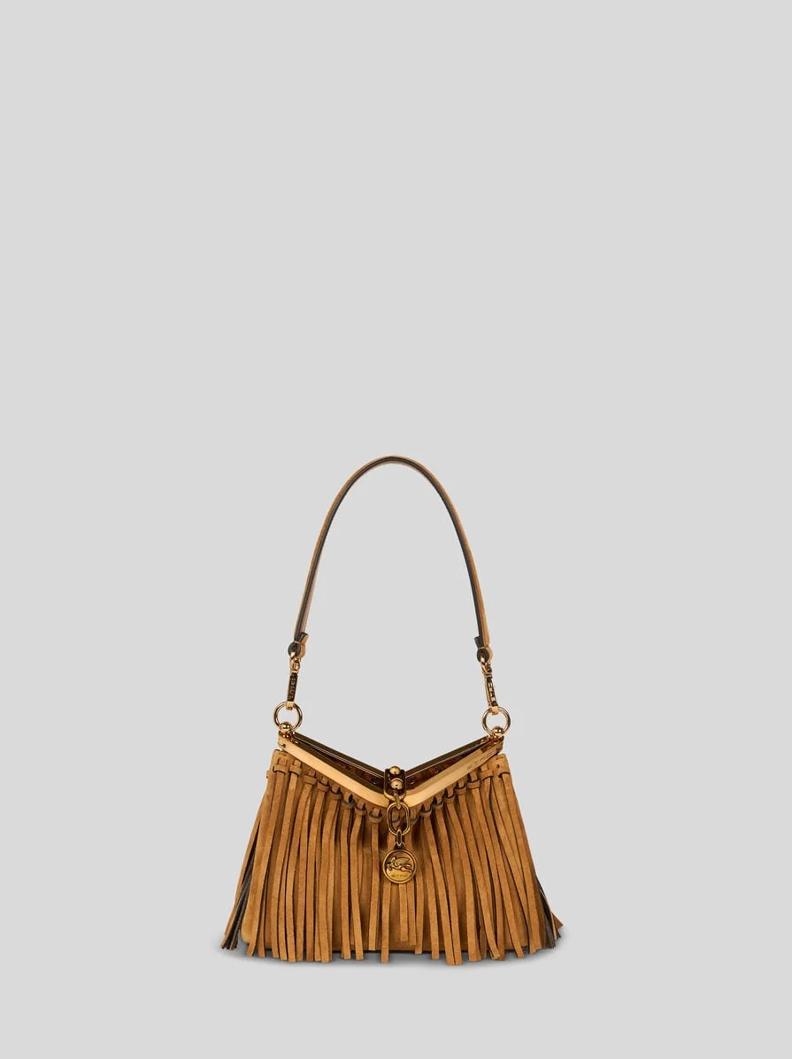 SMALL SUEDE VELA BAG WITH FRINGING - 1