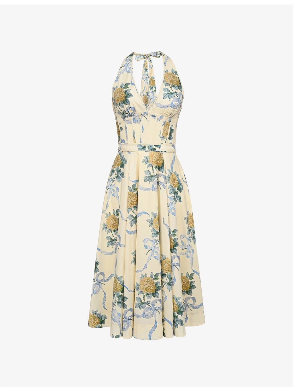 Allena Corset-Bodice Stretch-Cotton Midi Dress - 1