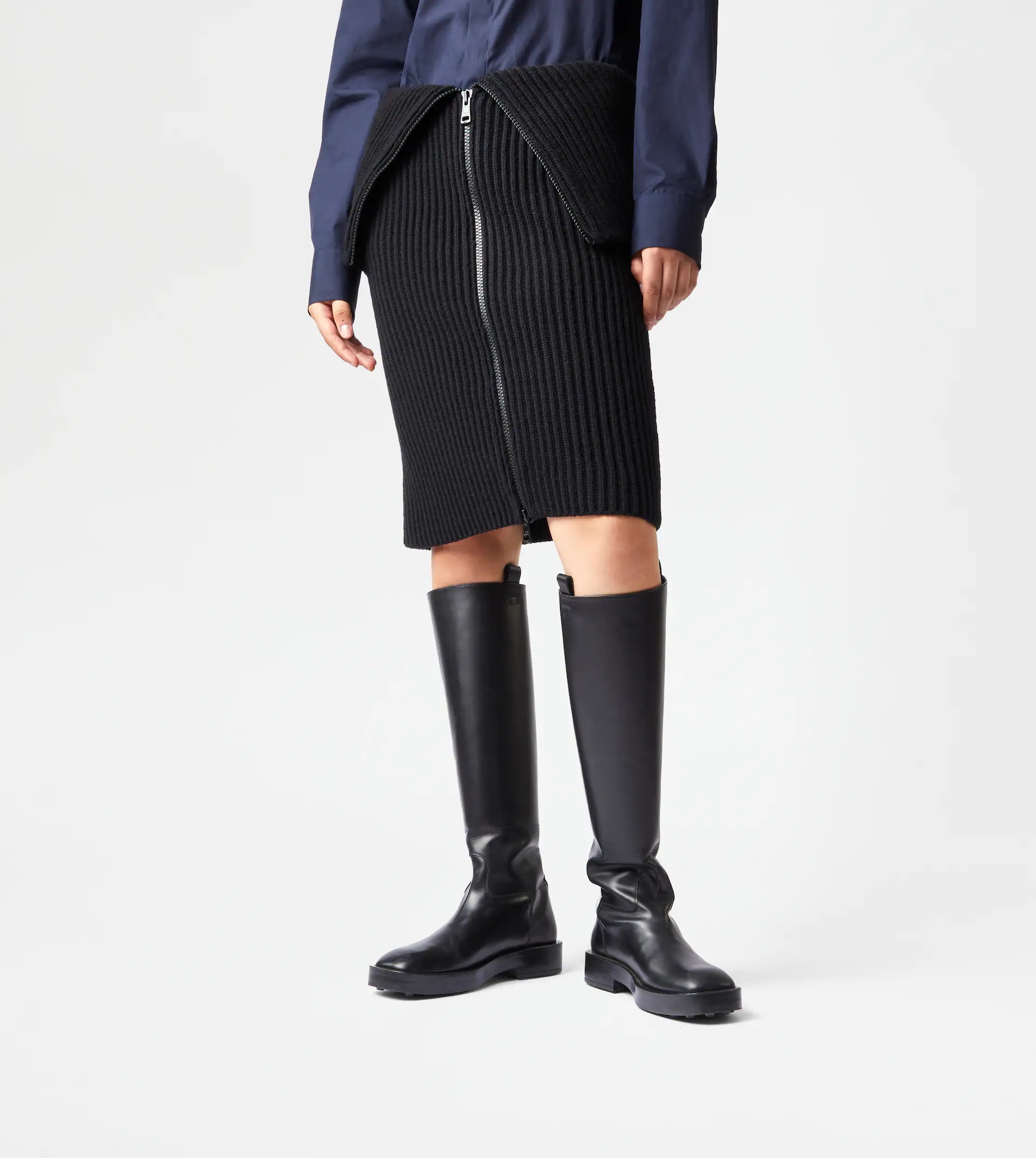 CASHMERE BLEND MIDI-SKIRT - BLACK - 7