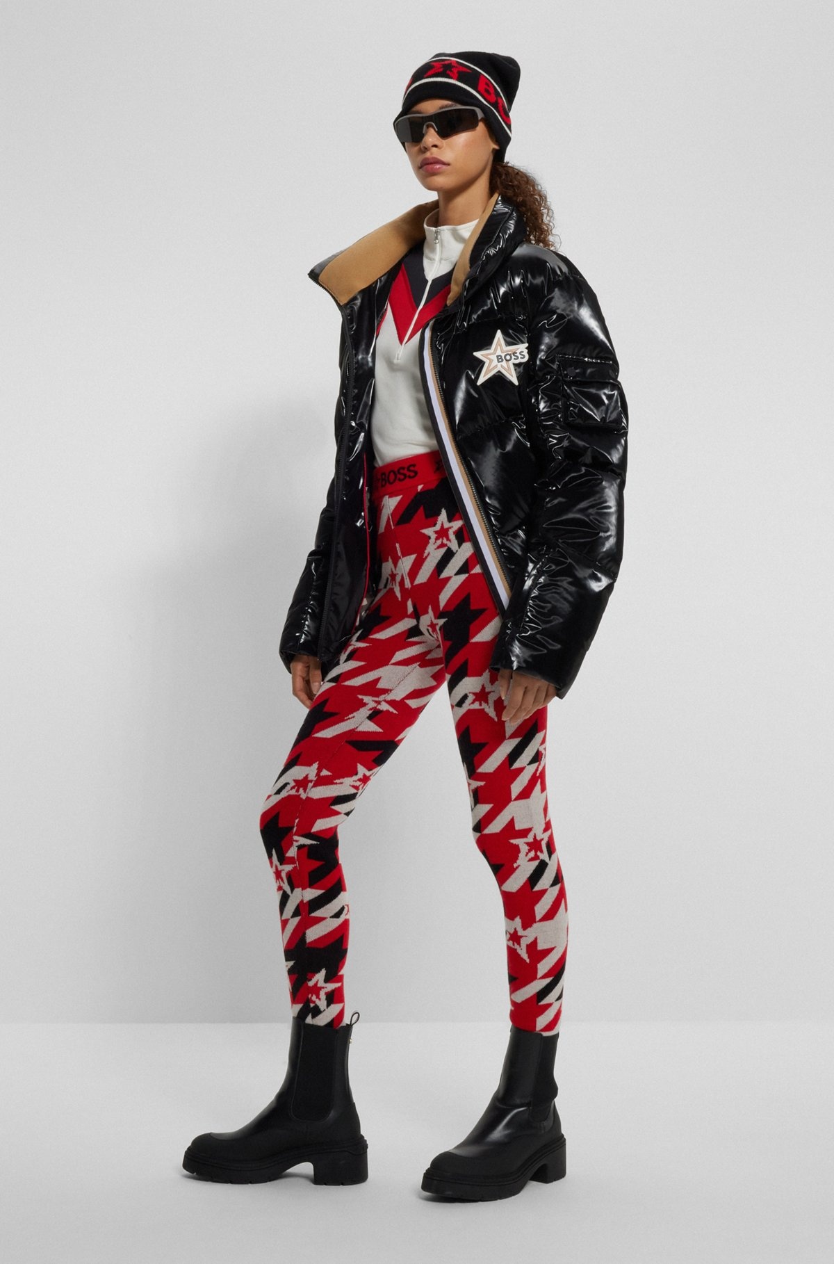 BOSS X PERFECT MOMENT VIRGIN-WOOL LEGGINGS WITH BRANDING - 3