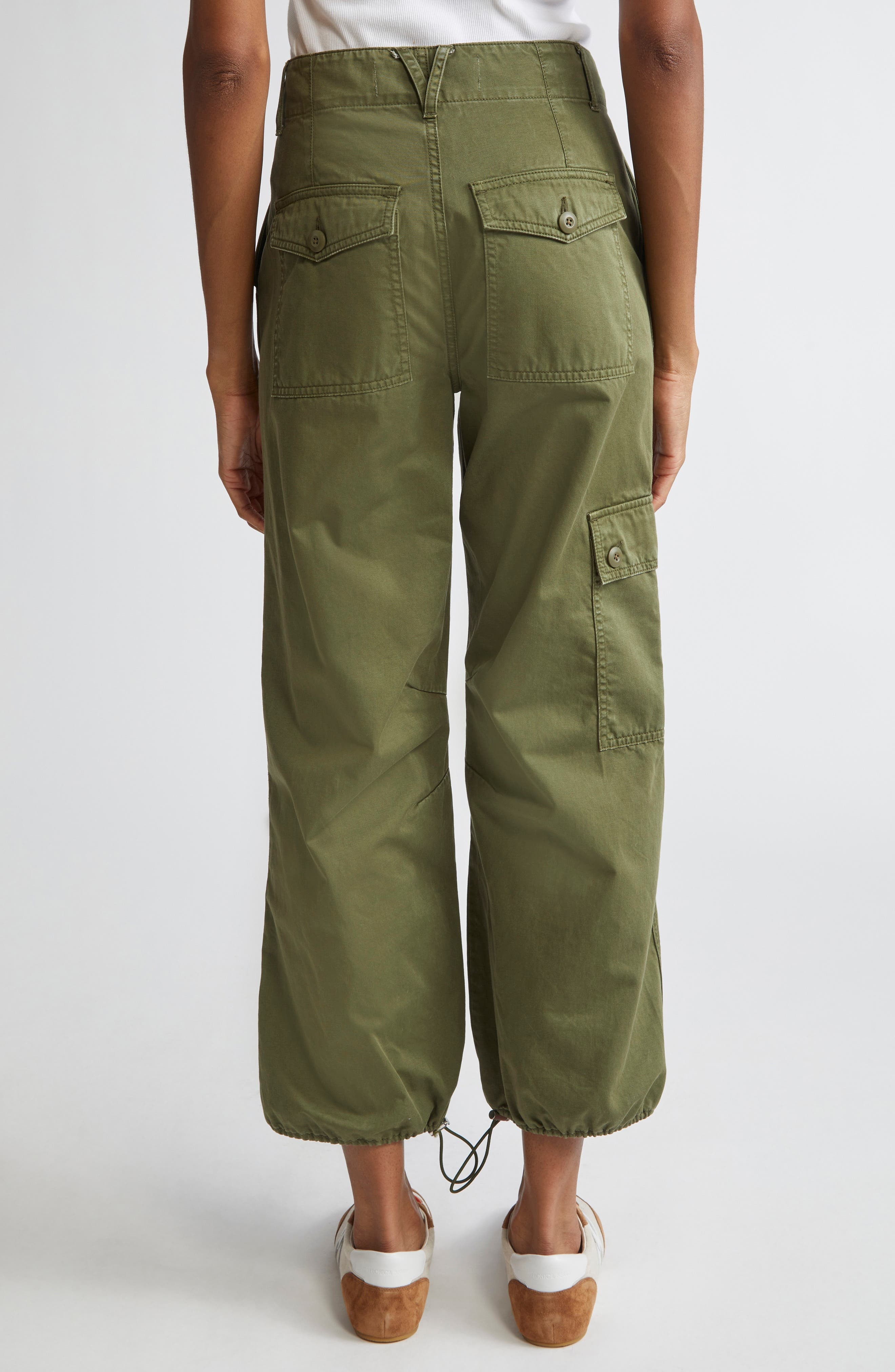 Veronica Beard Mandy Cotton Parachute Pants in Army at Nordstrom - 3