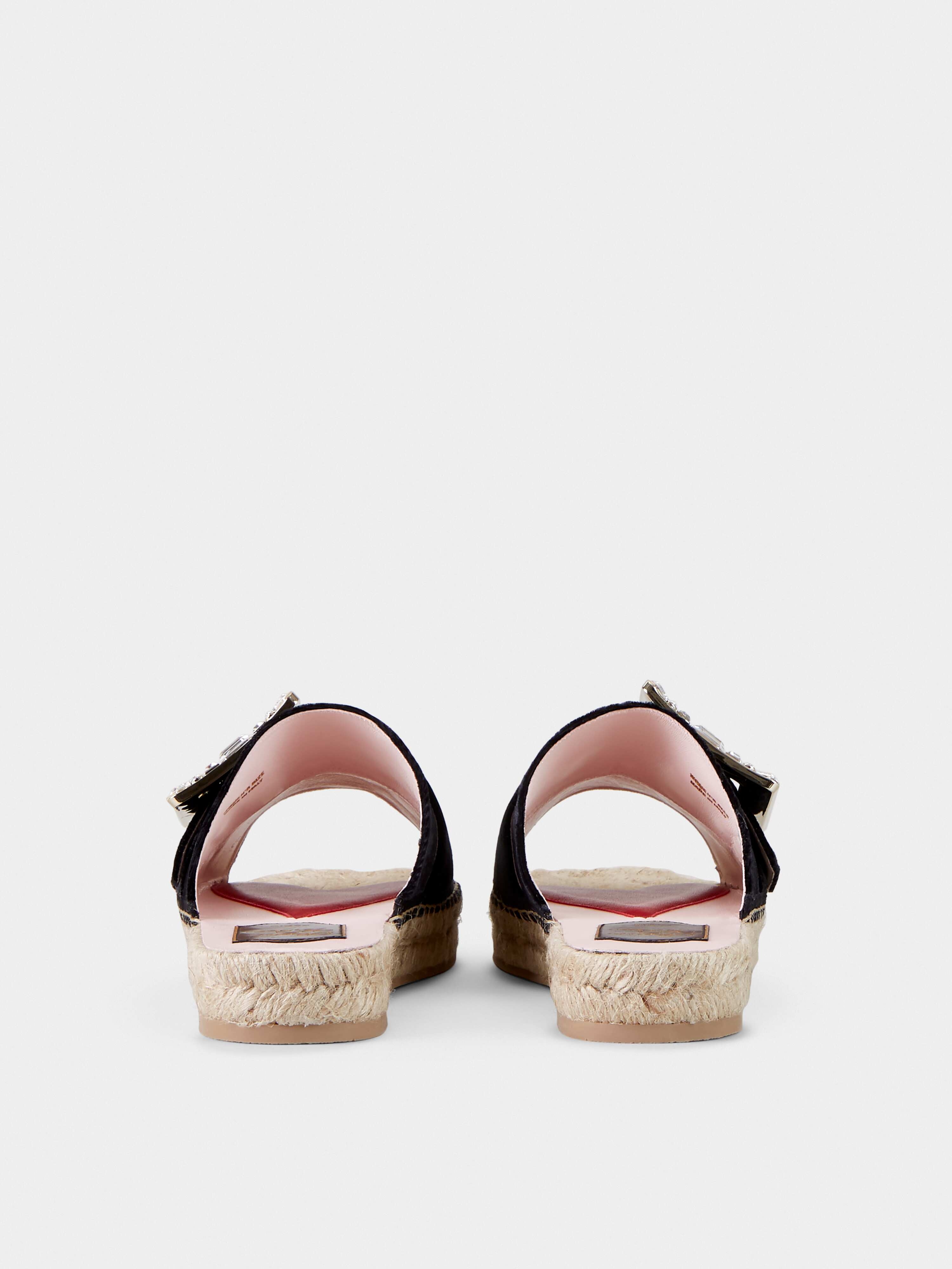 Strass Buckle Espadrille Mules in Velvet - 5