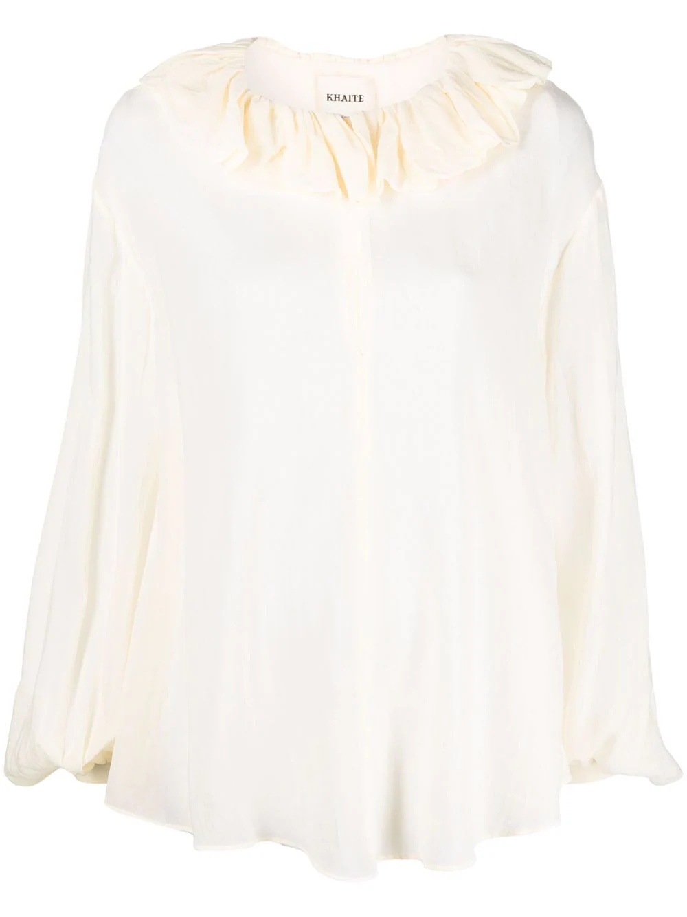 ruffle-collar cotton-silk blouse - 1