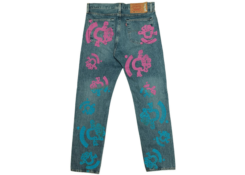 DENIM TEARS Denim Tears Bstroy Tears 501 Light Wash Jean Pink/Blue outlook